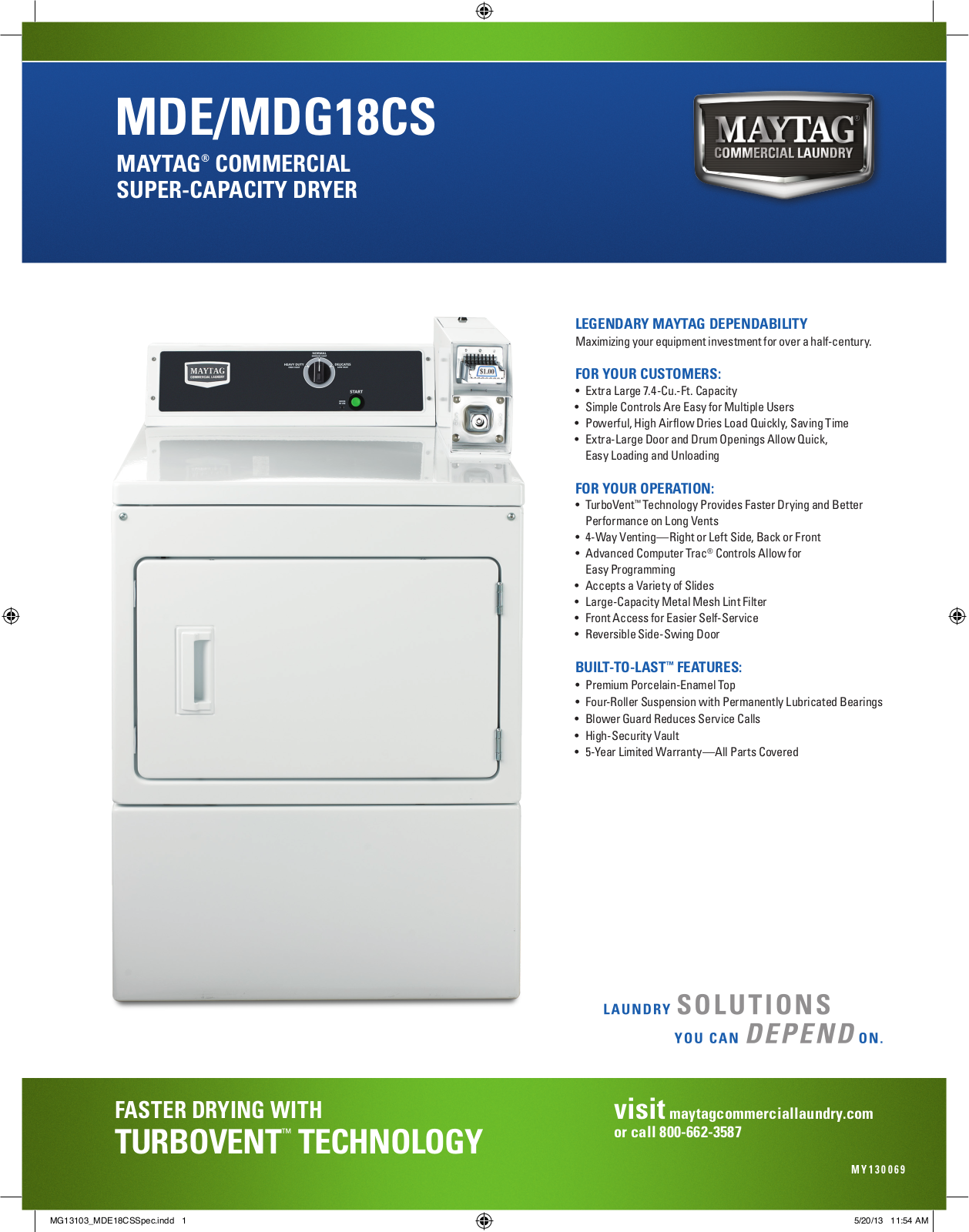 Maytag MDG18CSAWW Dimension Guide