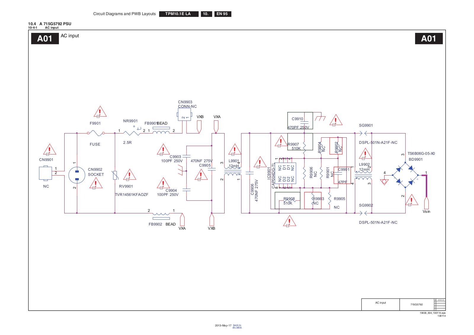 Philips 715G5792 PSU Schematic