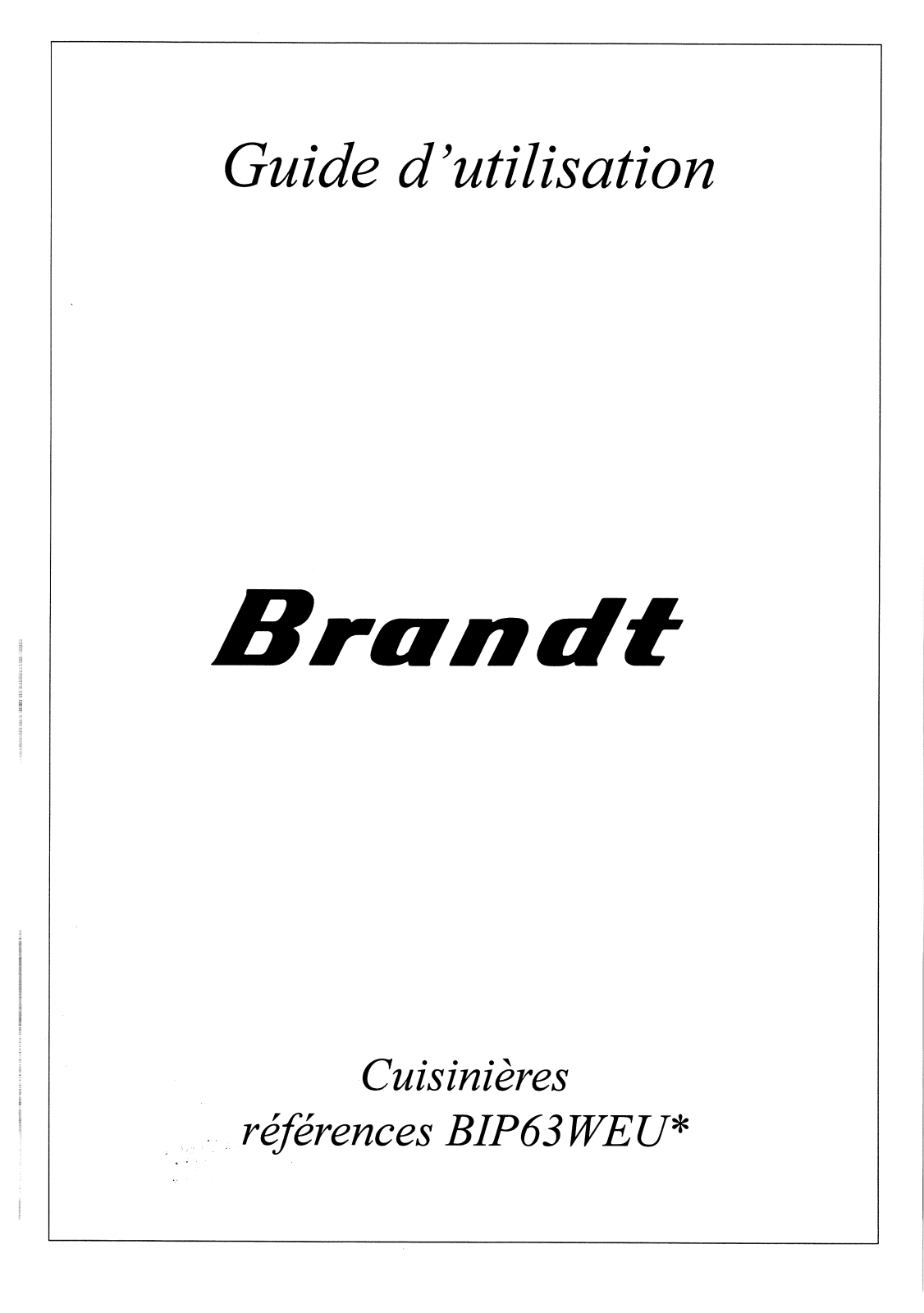 BRANDT BIP63WEU1 User Manual