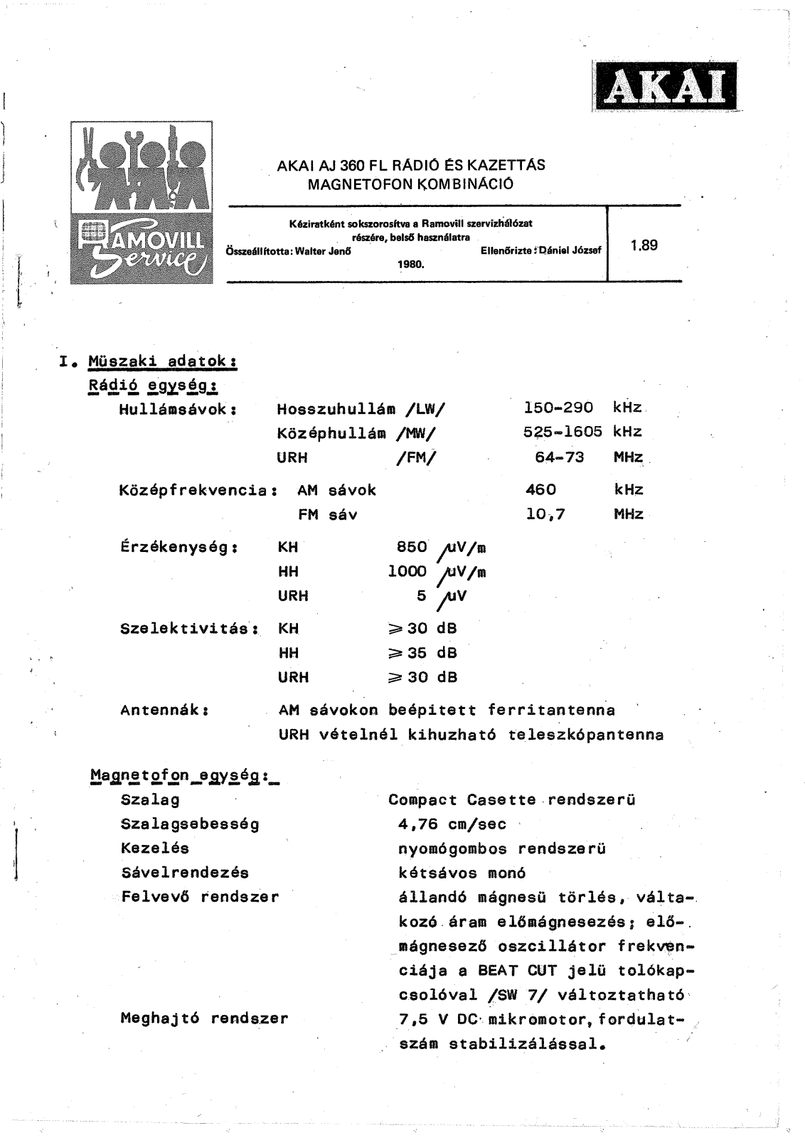 Akai AJ-360-FL Service manual