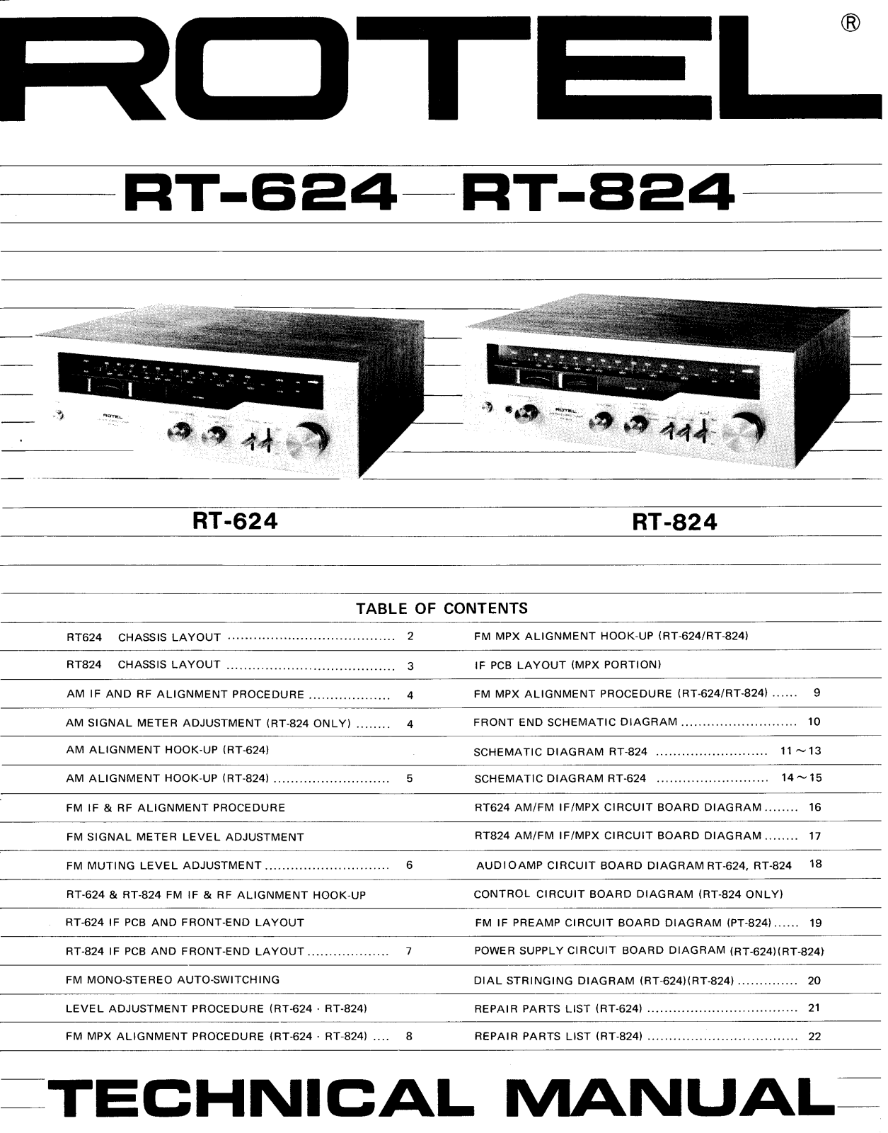 Rotel RT-624, RT-824 Service manual