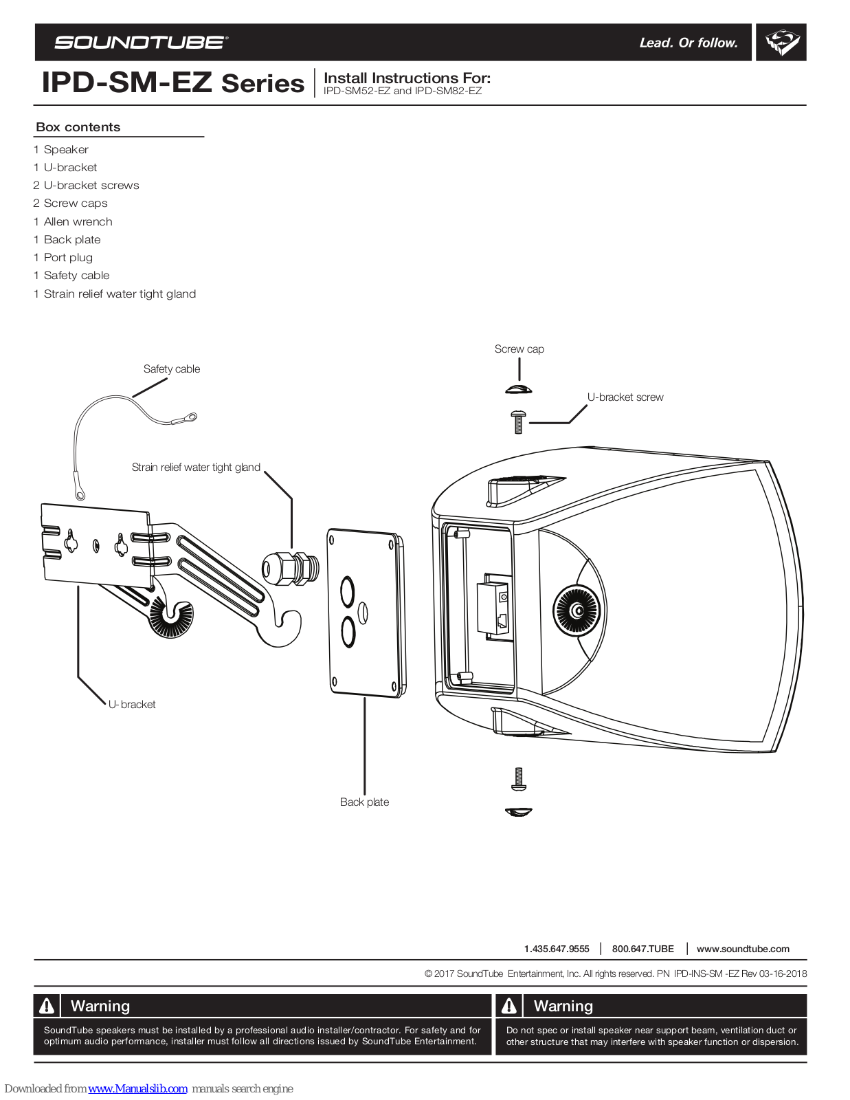 SoundTube IPD-SM52-EZ, IPD-SM82-EZ Install Instructions Manual