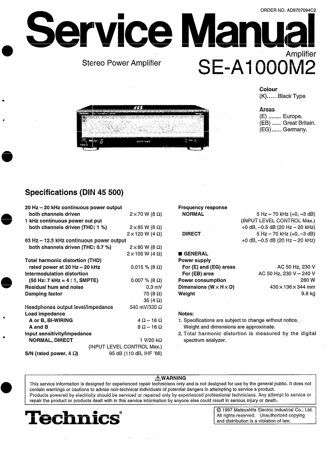 Technics SEA-1000-M-2 Service manual