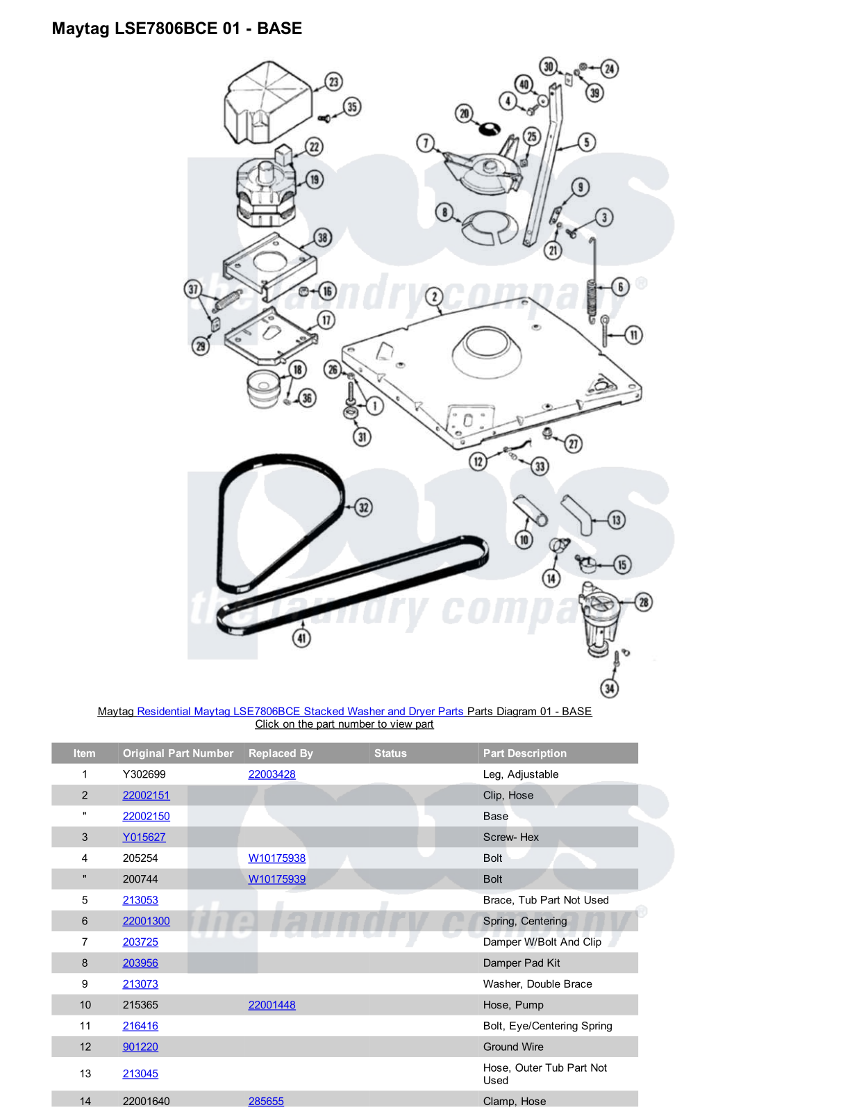 Maytag LSE7806BCE Stacked and Parts Diagram