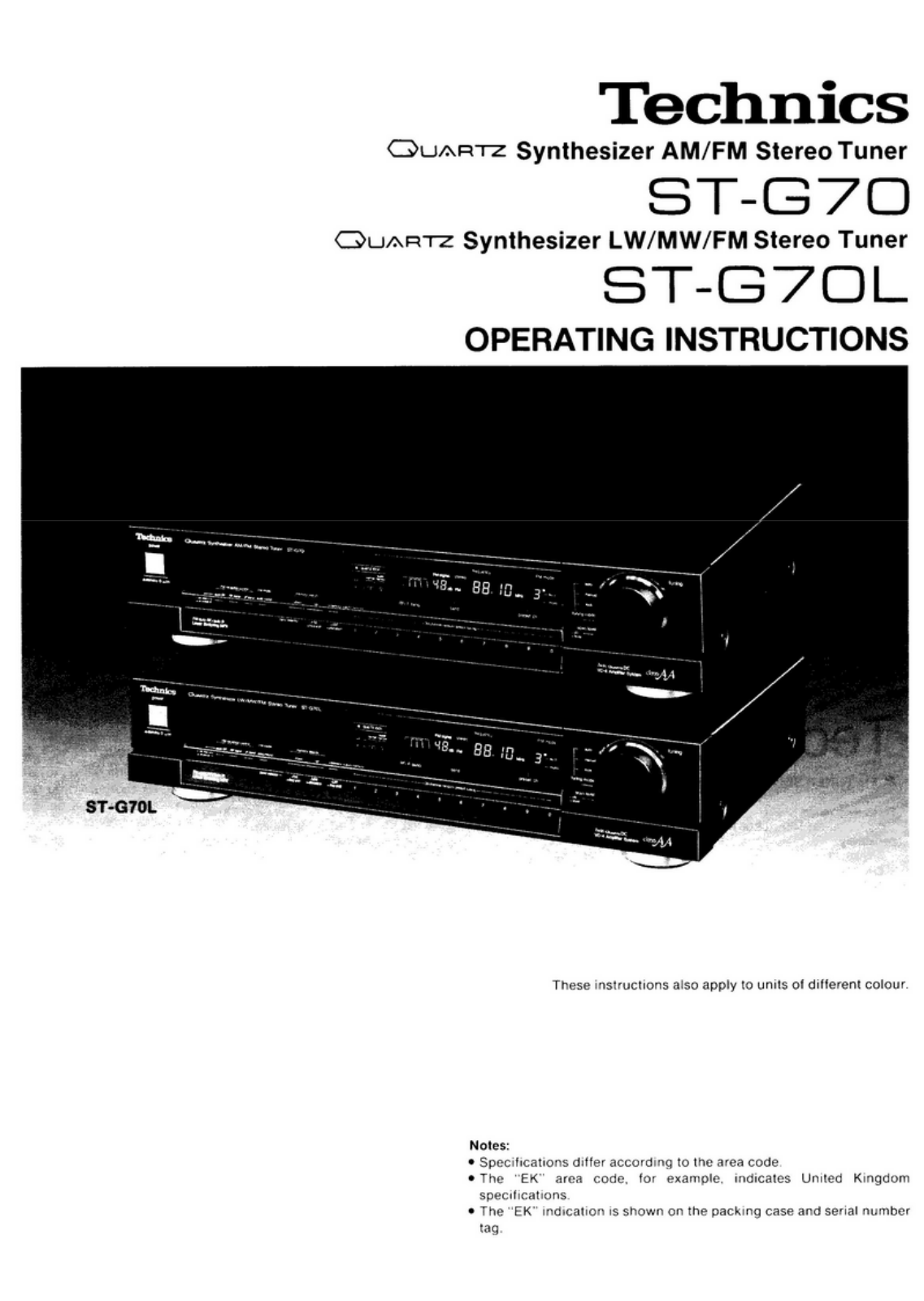 Technics ST-G70 User Manual