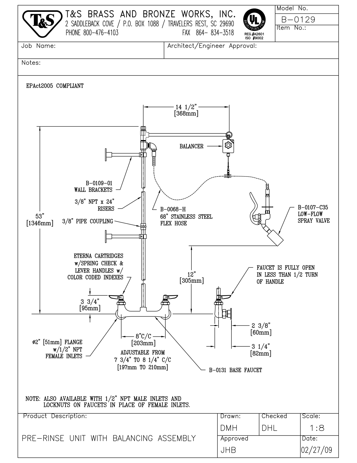 T&S Brass B-0129 User Manual