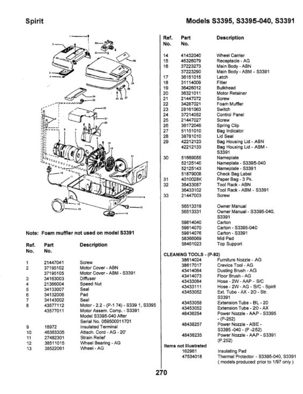 Hoover S3395, S3395-040, S3391 Owner's Manual