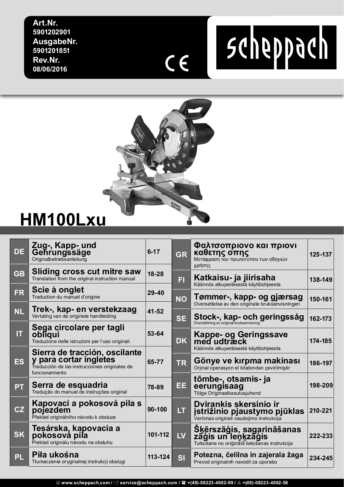 Scheppach HM100LXU User manual