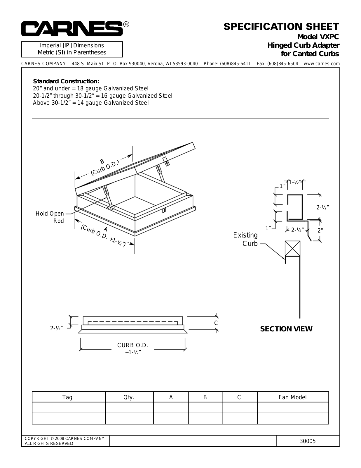 Carnes VXPC User Manual