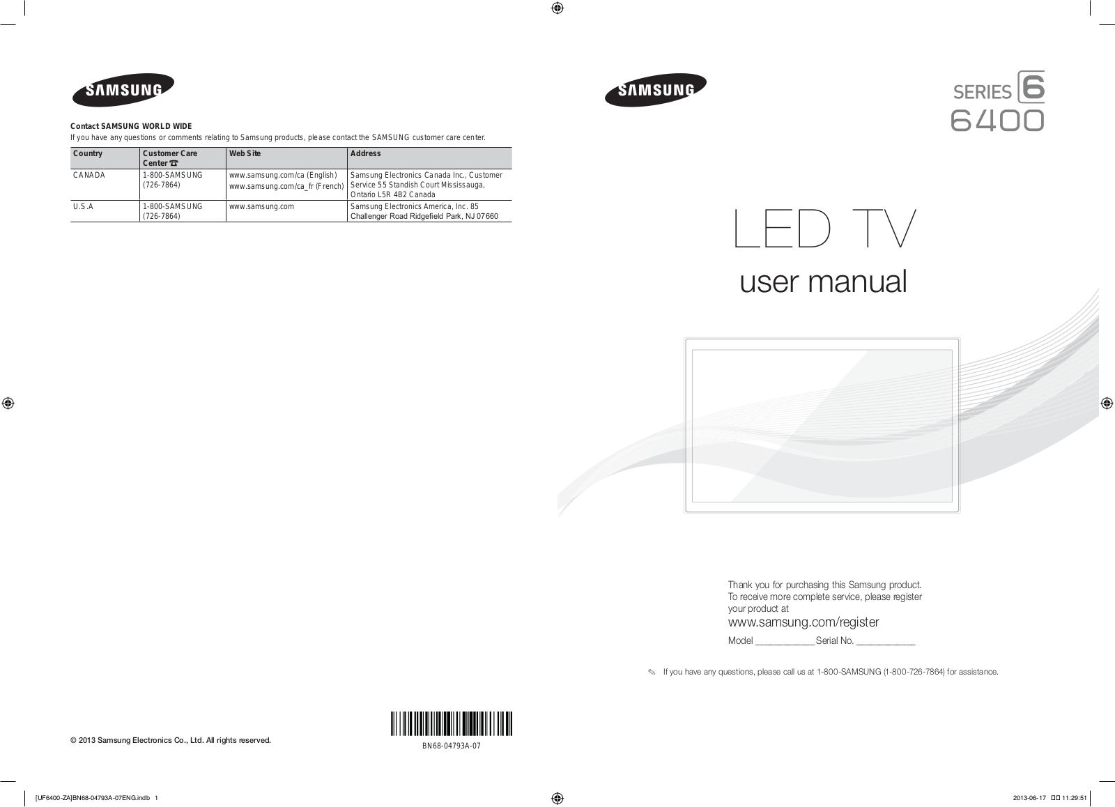 Samsung UN40F6400AF User Manual 2