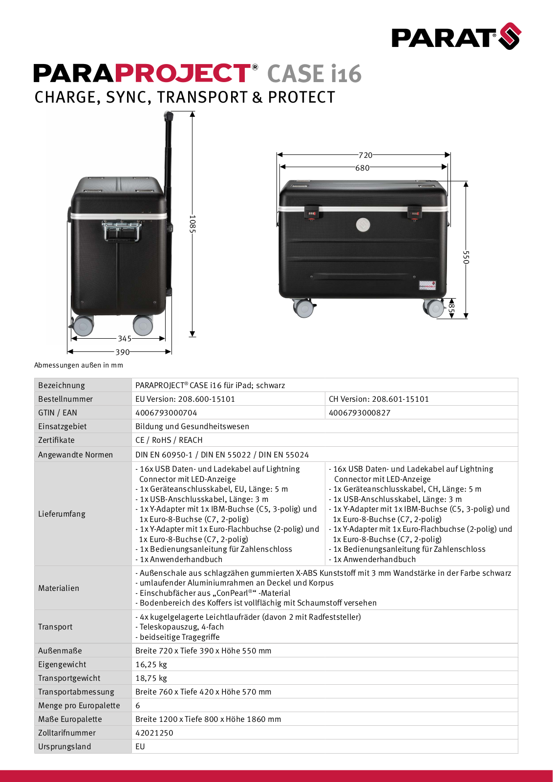 Parat Paraproject Case i16 User Manual