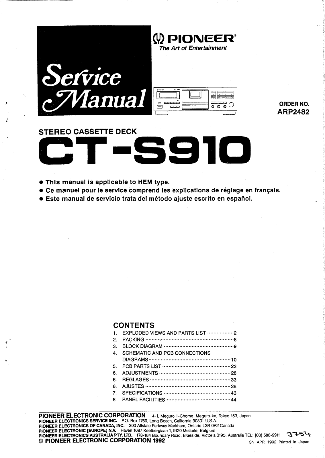 Pioneer ct-s910 Service Manual