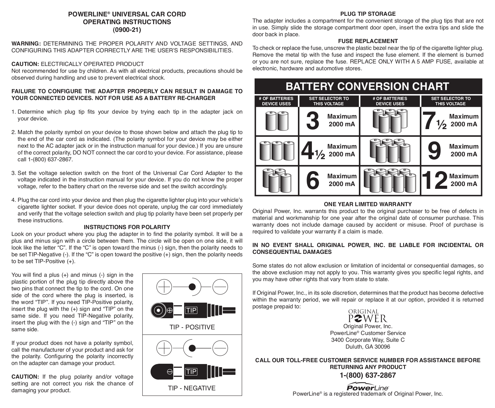 Powerline 2000 ma User Manual