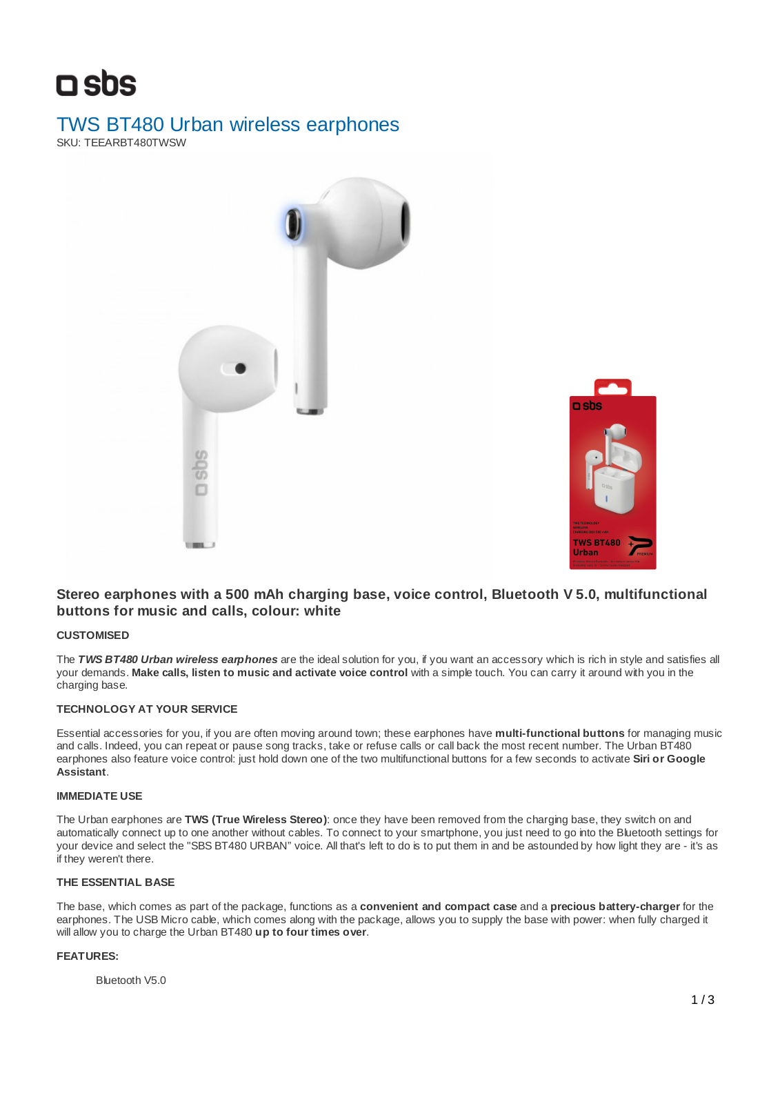 SBS TEEARBT480TWSK User Manual