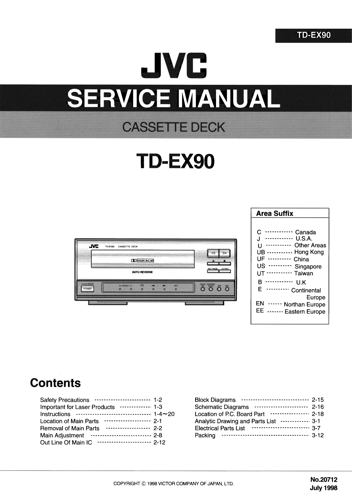 JVC TD-EX90B, TD-EX90C, TD-EX90EE, TD-EX90EN, TD-EX90J Service Manual