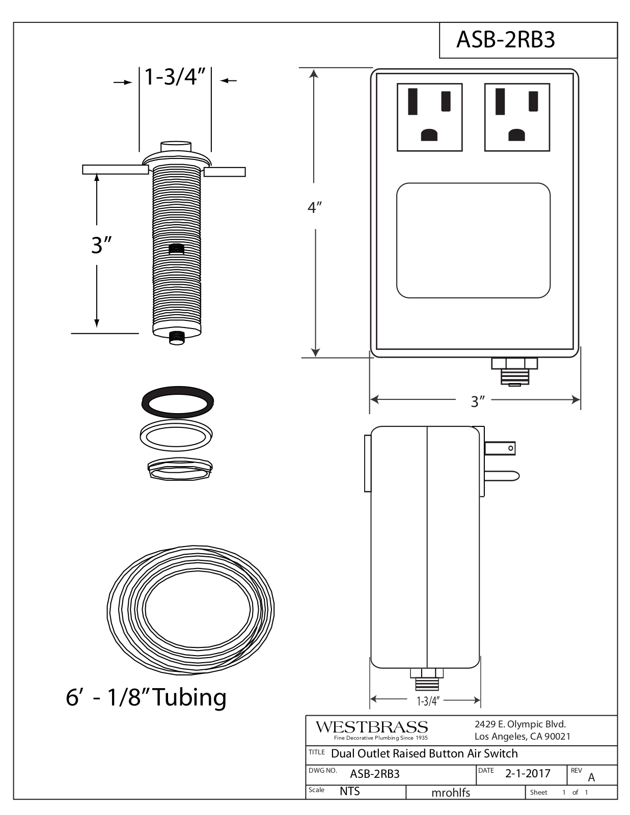 Westbrass WTB1107 Dimensions - ManualMachine.com