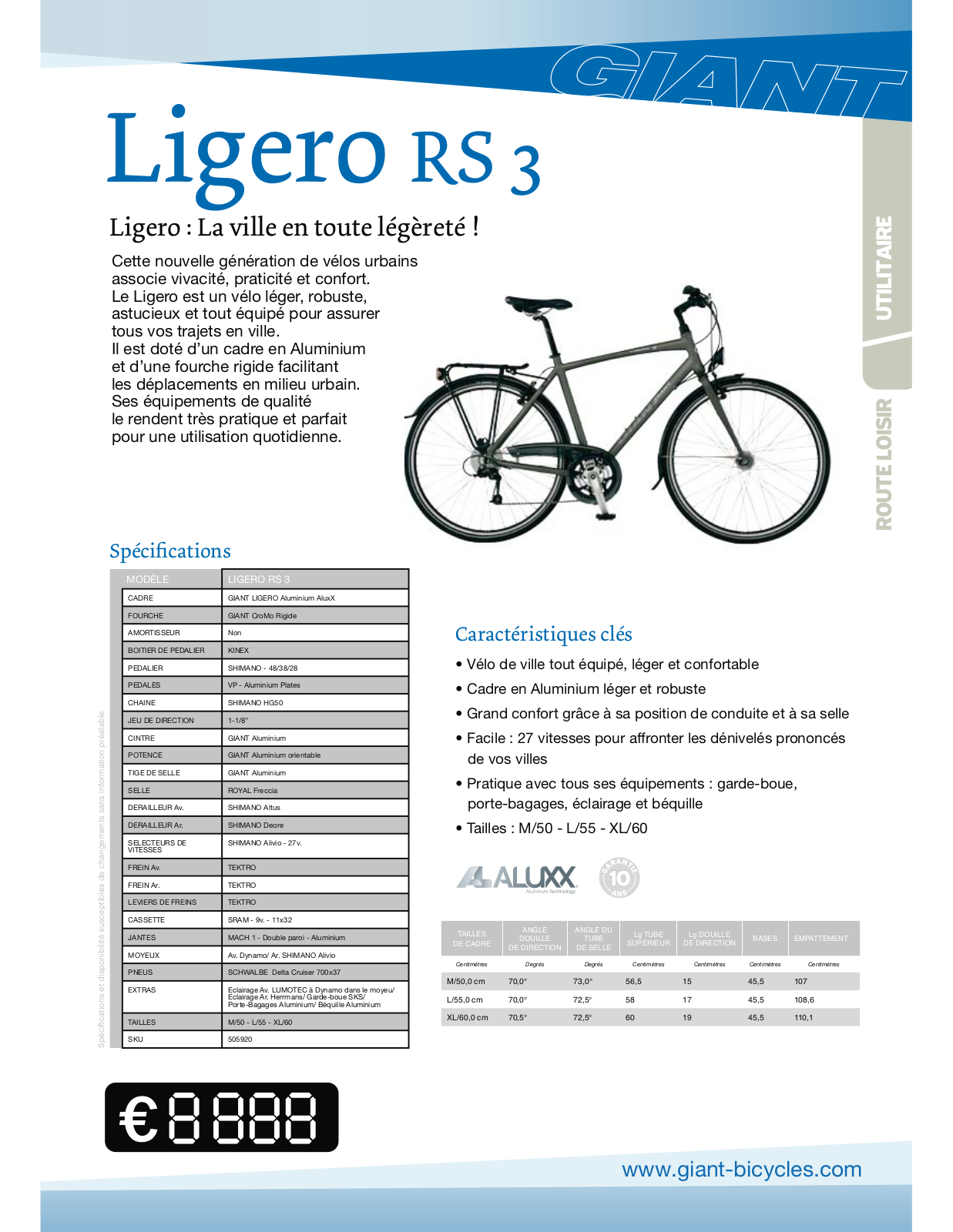 GIANT LIGERO RS3 User Manual