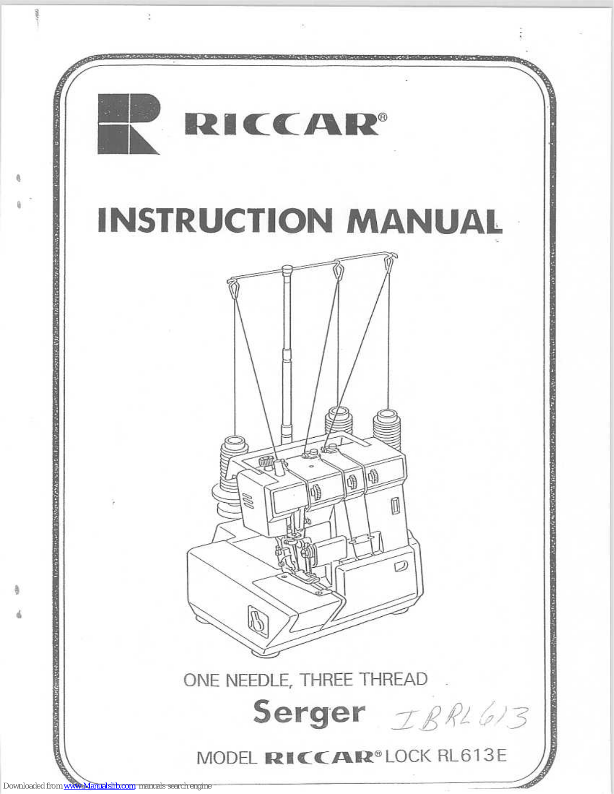 Riccar Serger IBRL613, Lock RL613E Instruction Manual