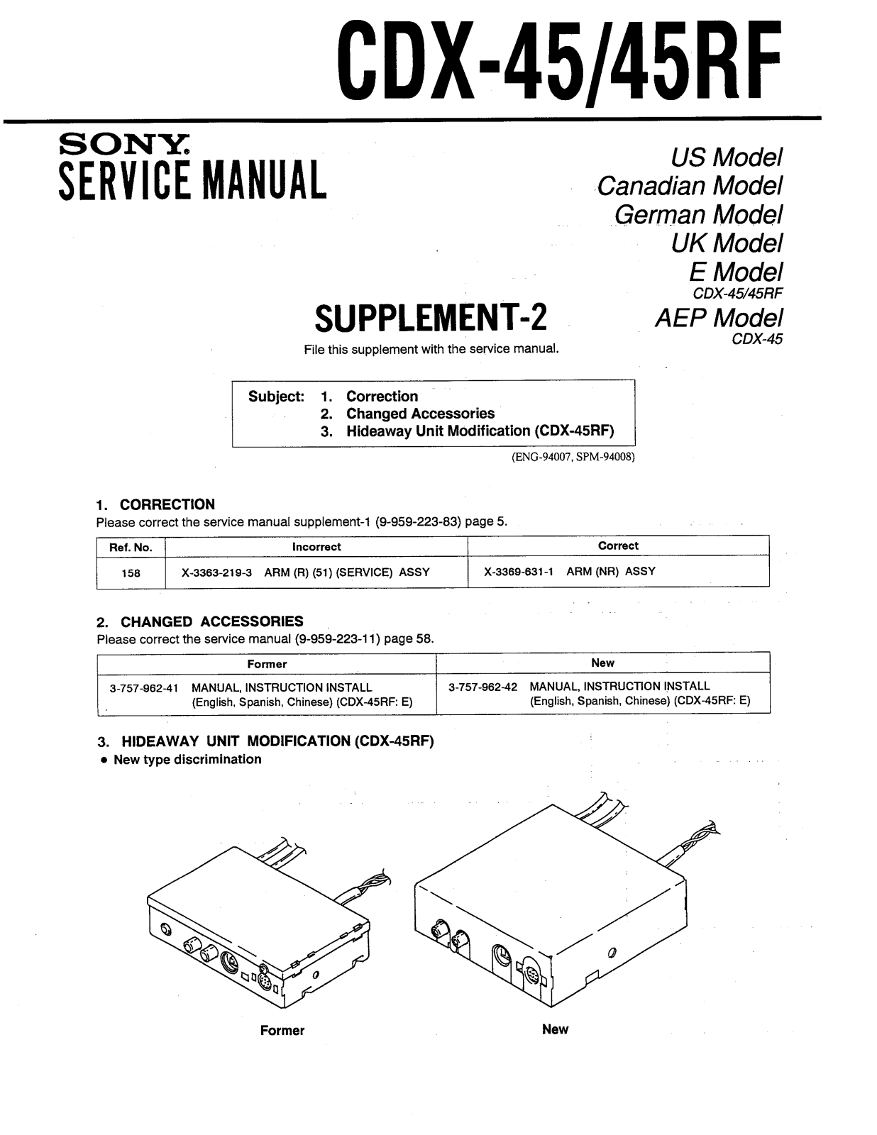 Sony CDX-45, CDX-45-RF Service manual