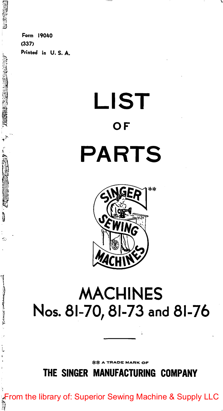Singer 81-70, 81-73, 81-76 User Manual - ManualMachine.com