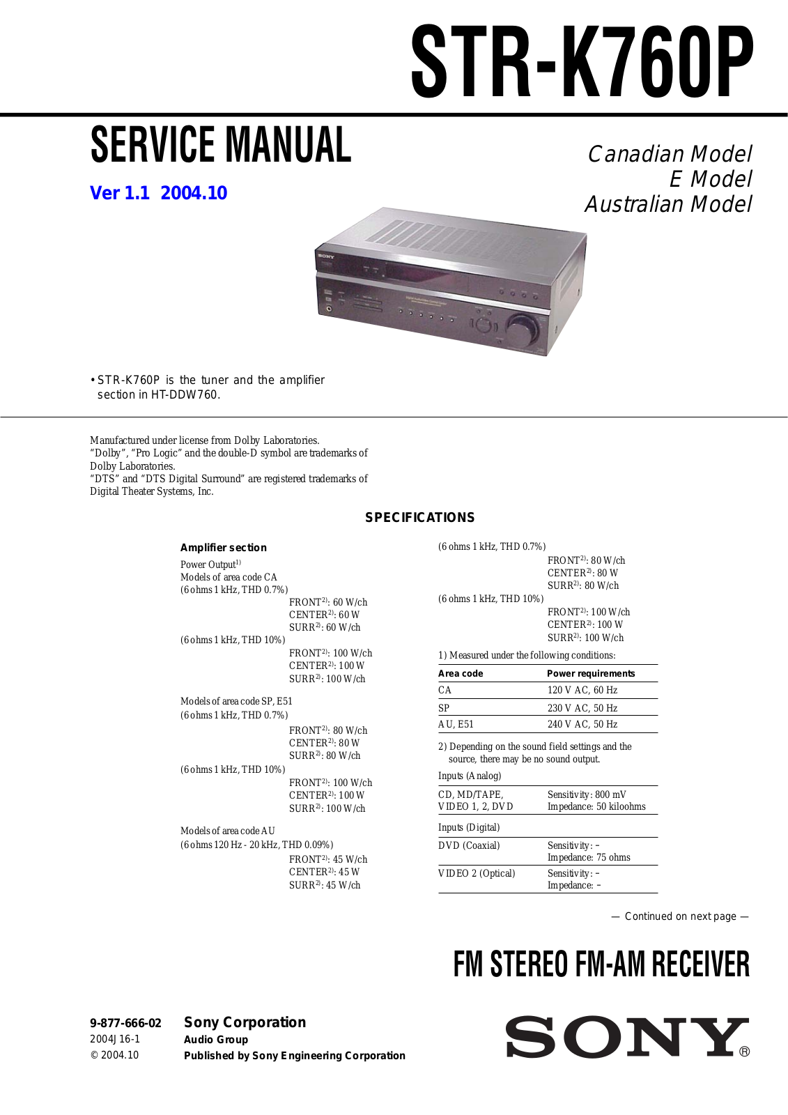 Sony STRK-760-P Service manual