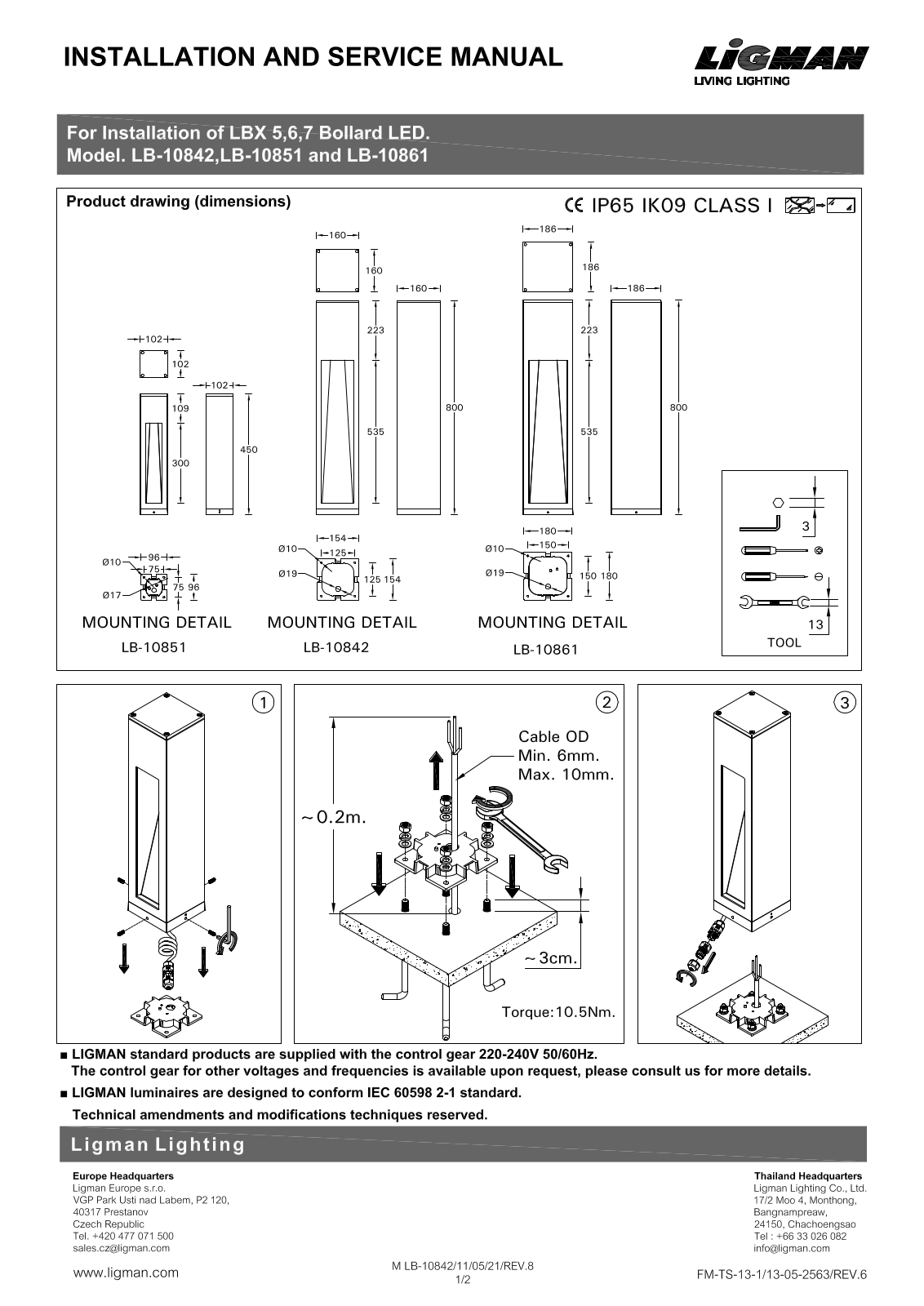 Ligman LB-10842, LB-10851, LB-10861 Installation Manual - ManualMachine.com