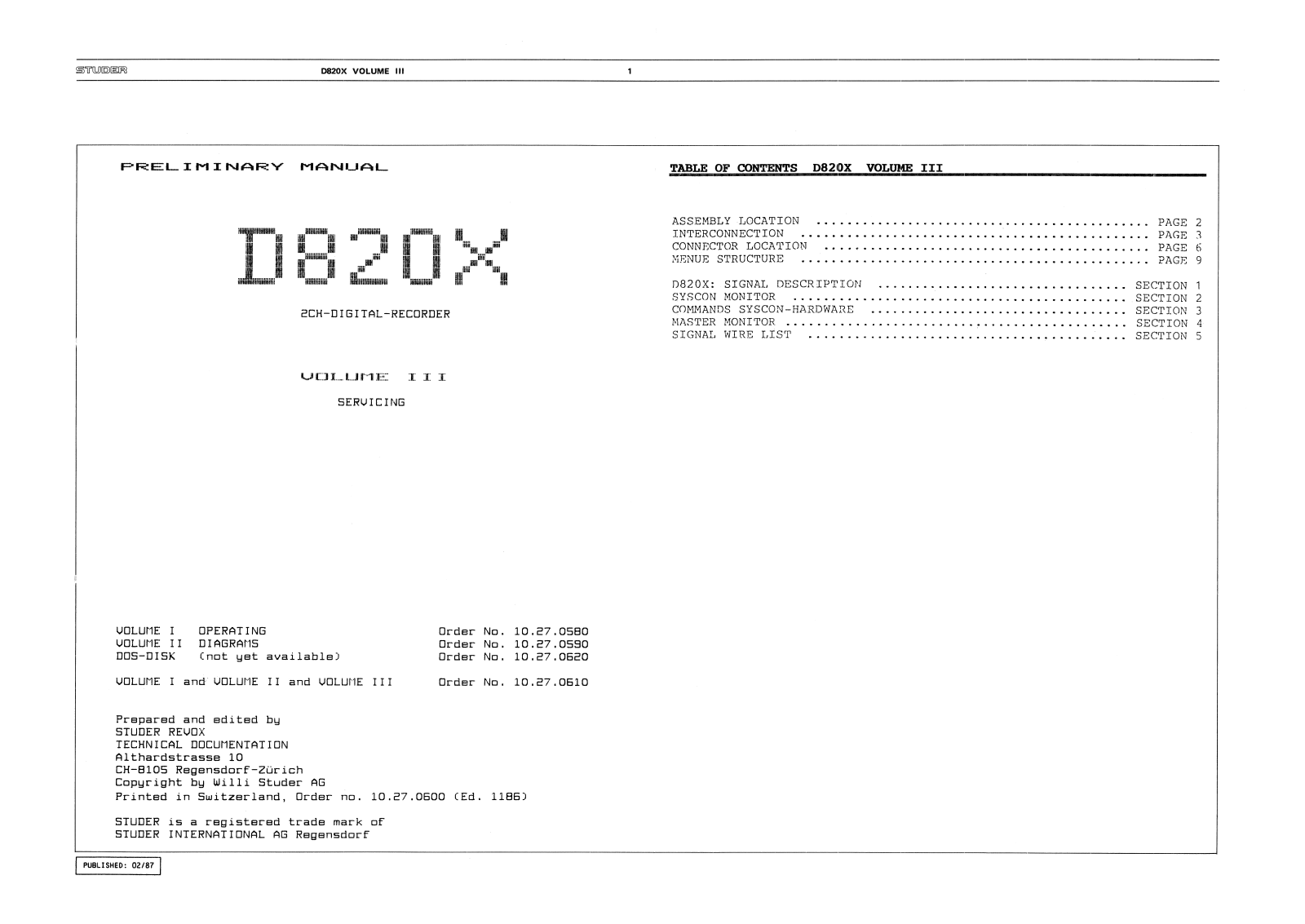 Studer D820X User Manual