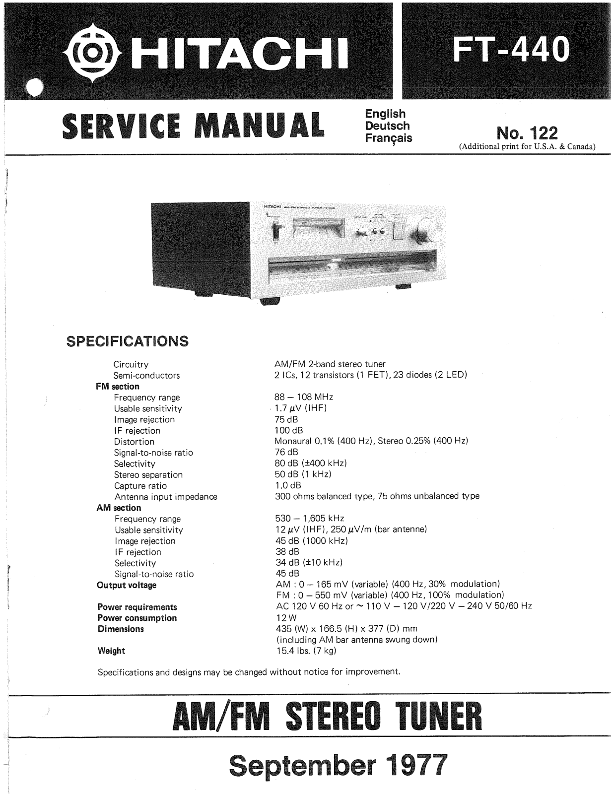 Hitachi FT-440 Service manual