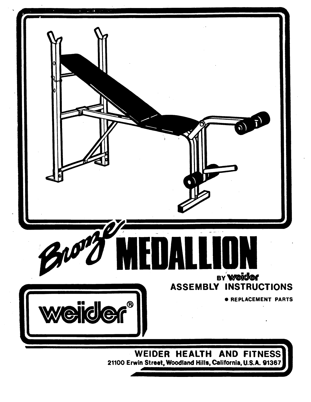 Weider MEDALLION Owner's Manual