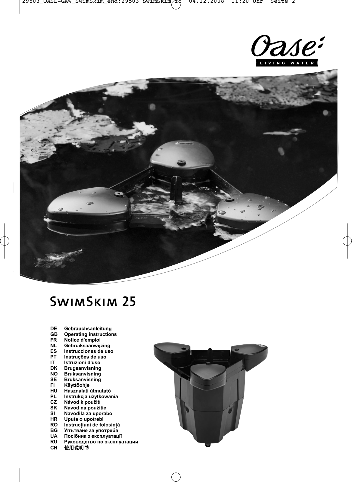 Oase Living Water Swimskim 25 User Manual