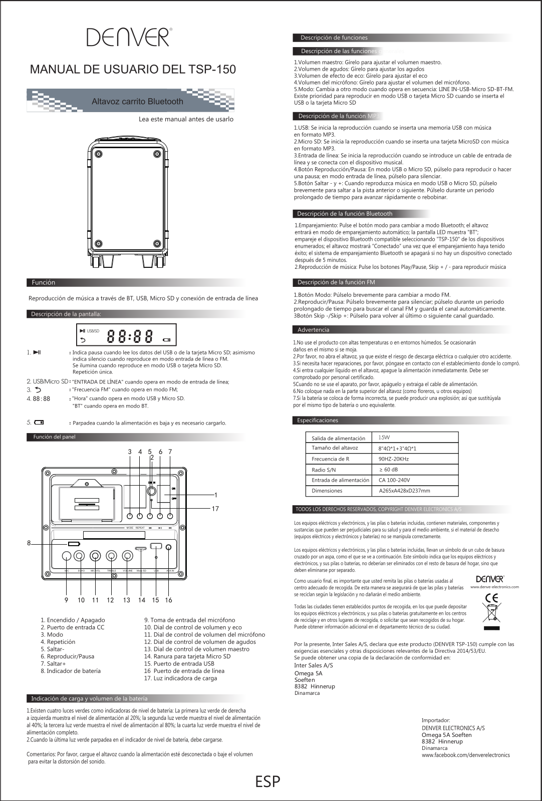 Denver TSP-150 User Guide