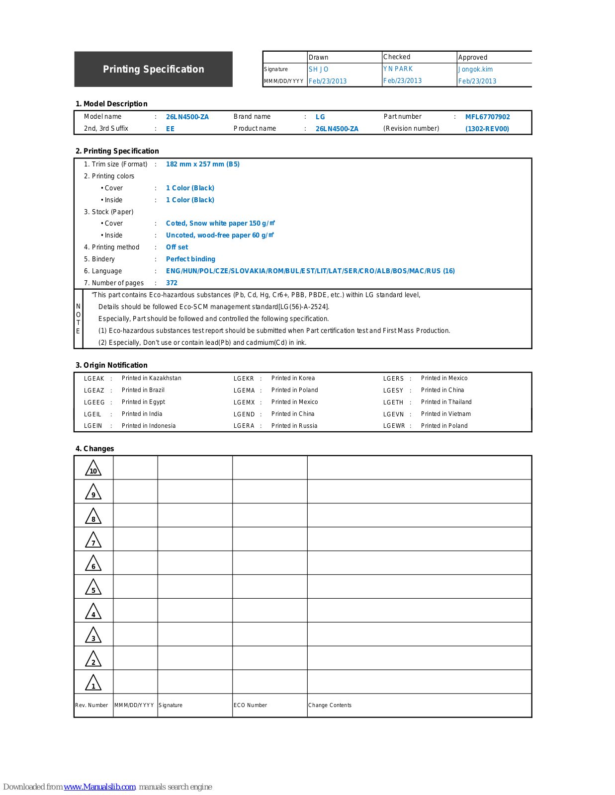 LG 22LN450S-ZA, 22LN450B-ZB, 22LN450U-ZB, 22LN450V-ZA, 22LN4505-ZB Owner's Manual