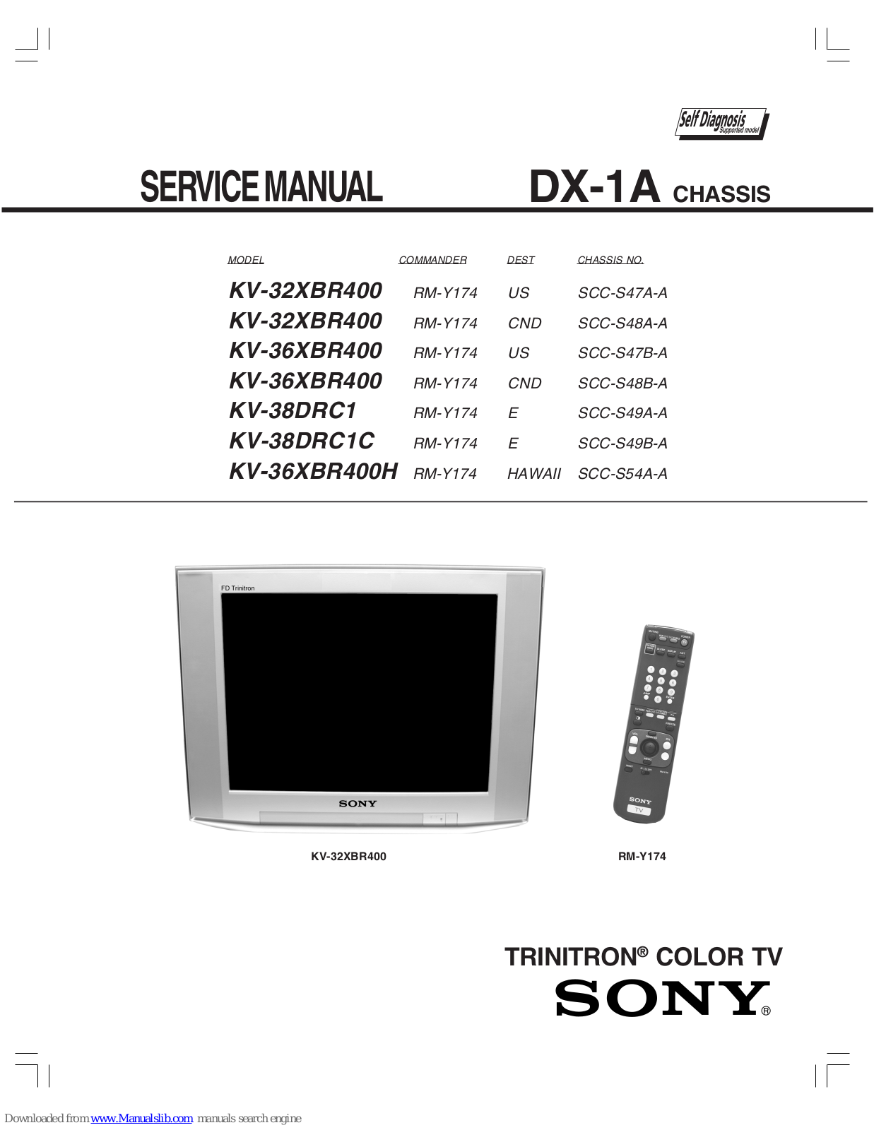 Sony Trinitron KV-32XBR400, Trinitron KV-36XBR400, Trinitron KV-38DRC1, Trinitron KV-38DRC1C, Trinitron KV-36XBR400H Service Manual