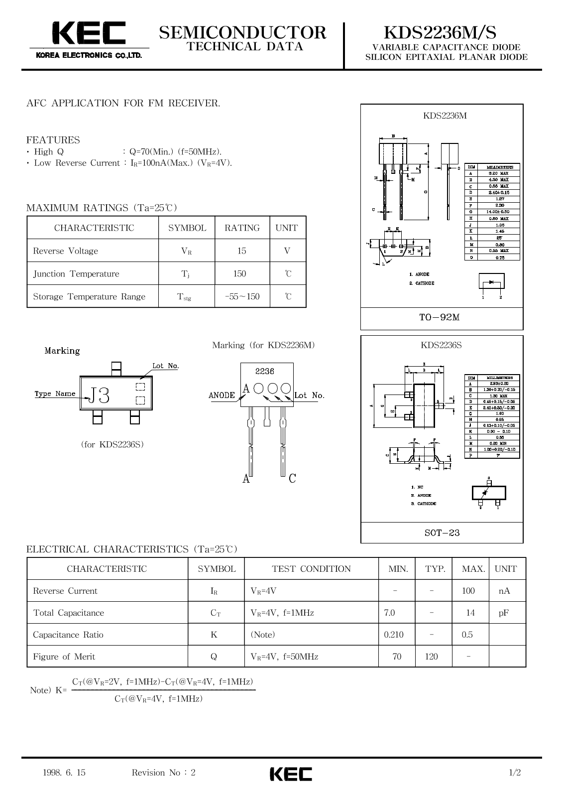 KEC KDS2236S, KDS2236M Datasheet