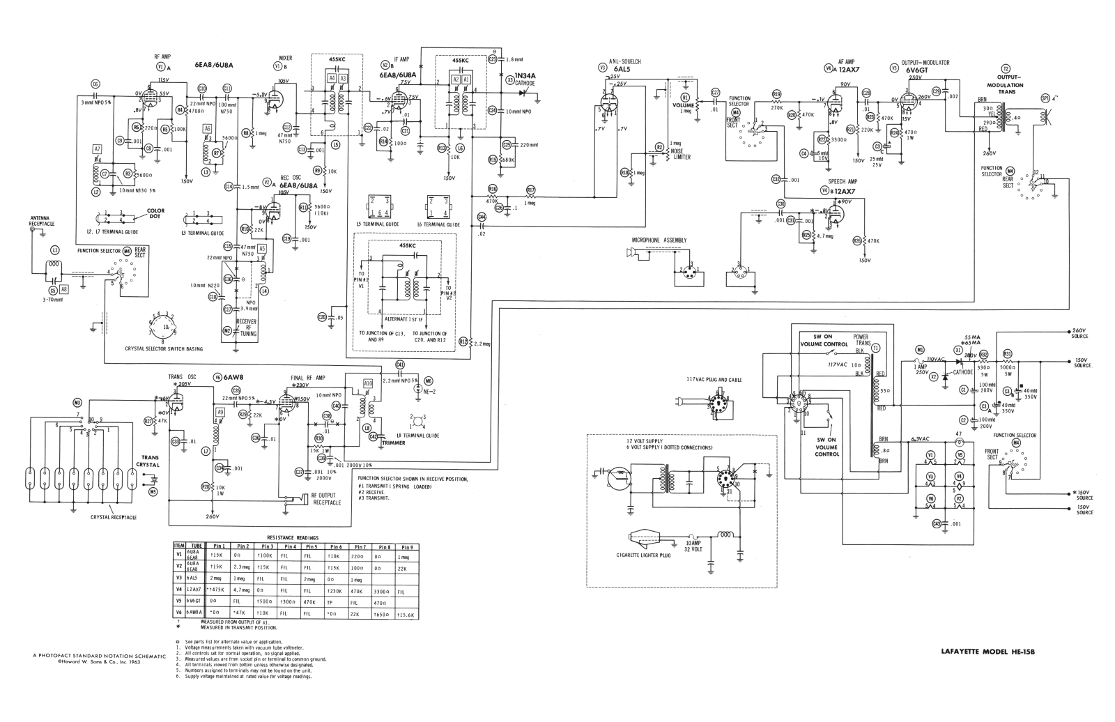 Lafayette HE-15B Schematic