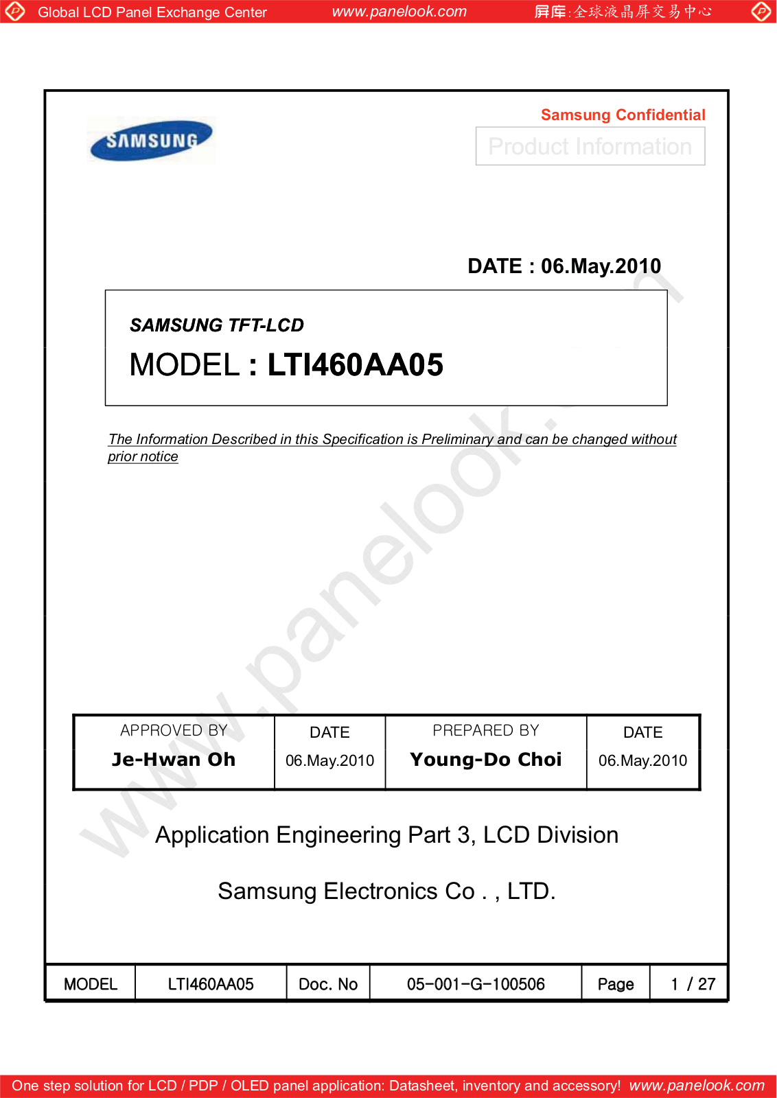 SAMSUNG LTI460AA05 Specification