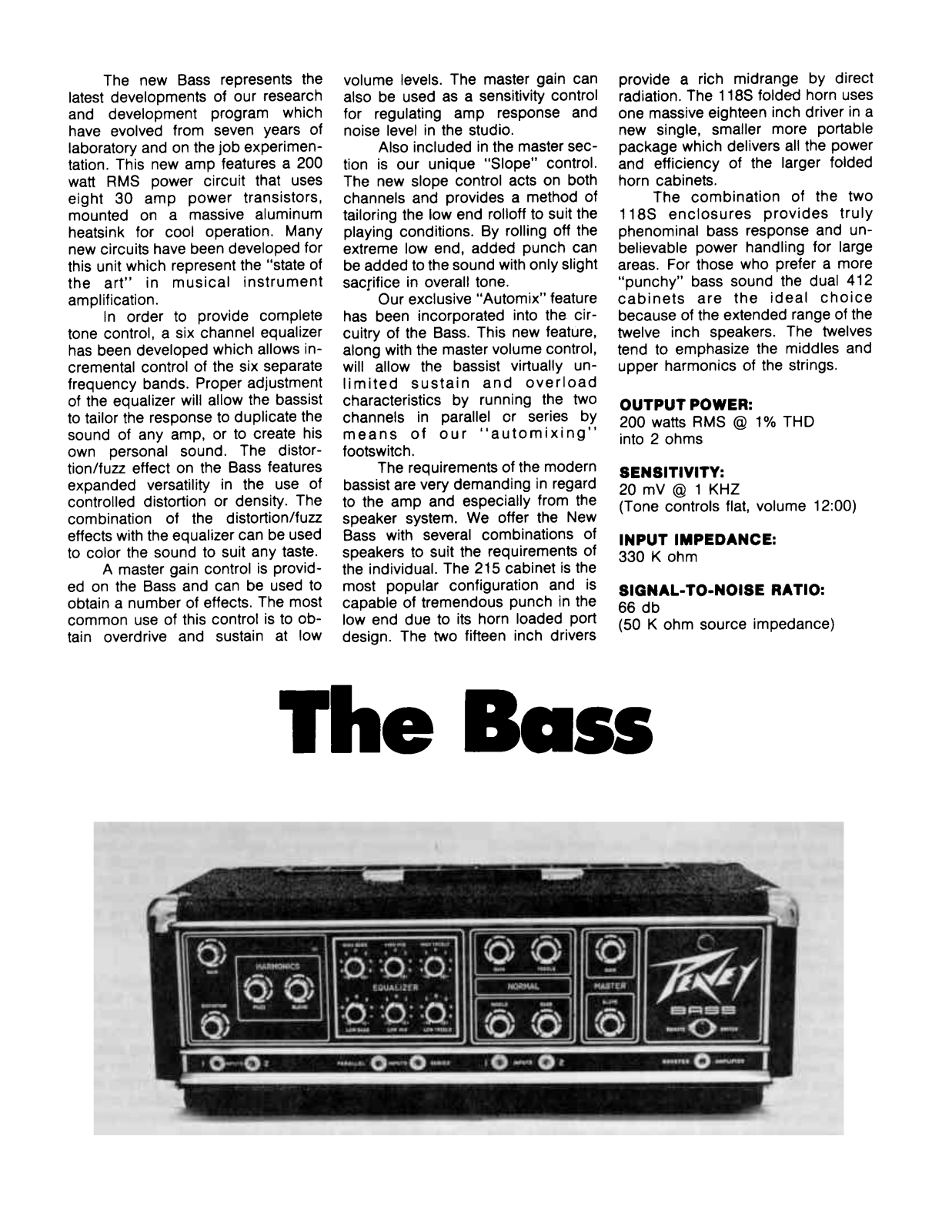 Peavey The Bass User Manual