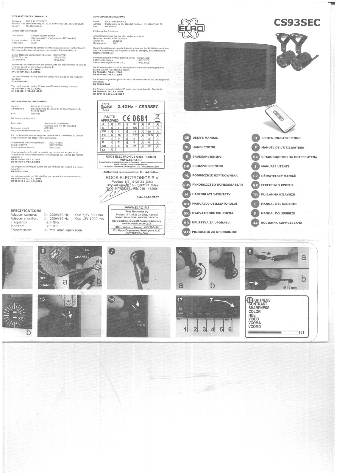 ELRO CS93SEC User manual