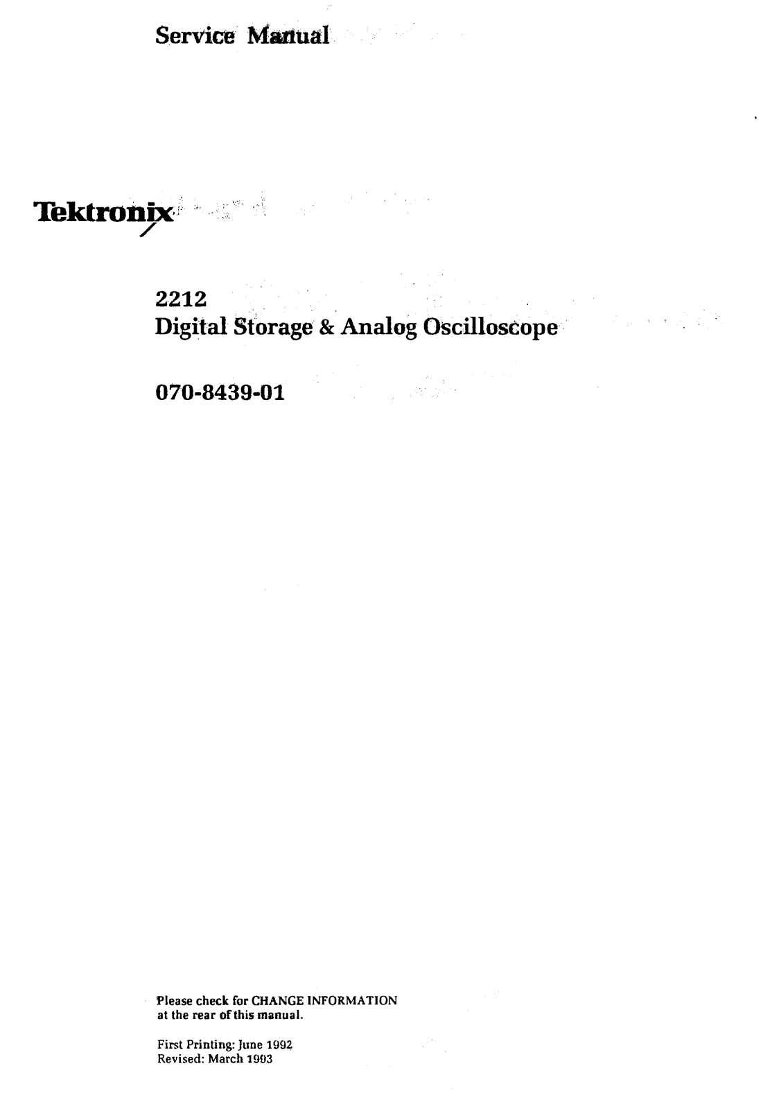 Tektronix 2212 Service Manual