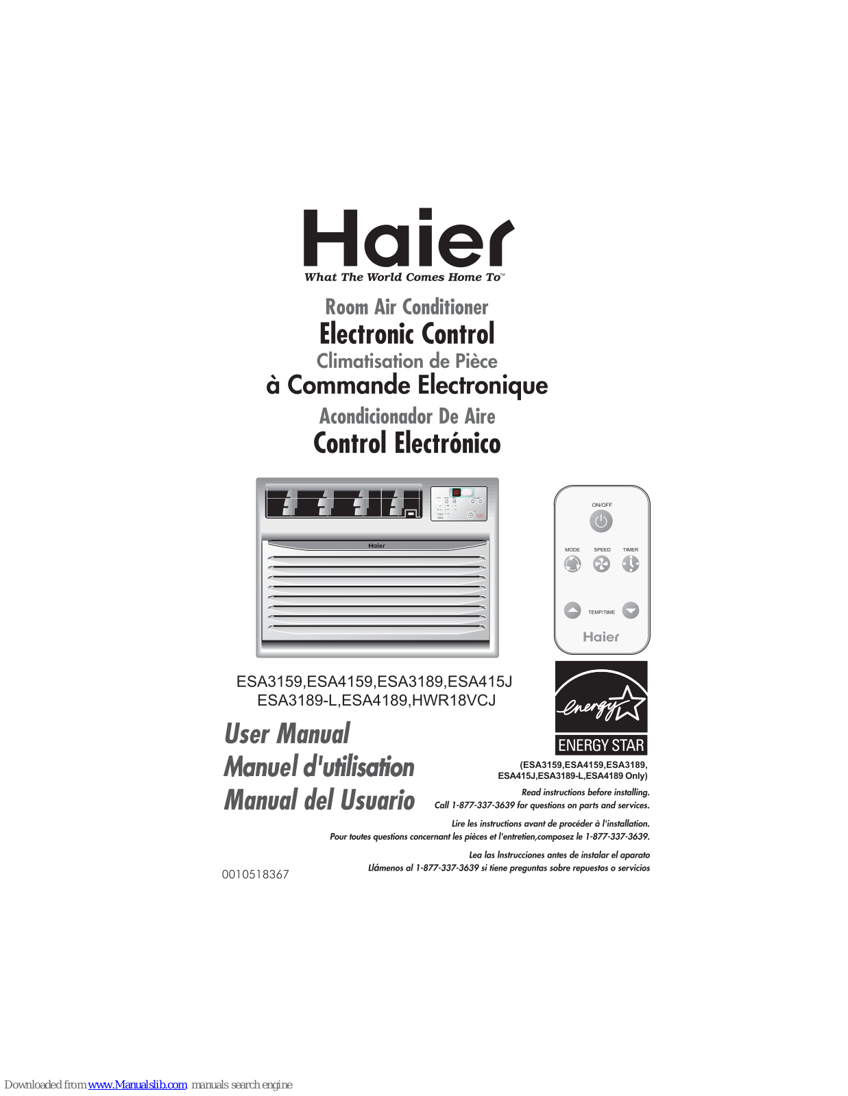 Haier ESA4159, ESA4189, ESA415J, HWR18VCJ User Manual