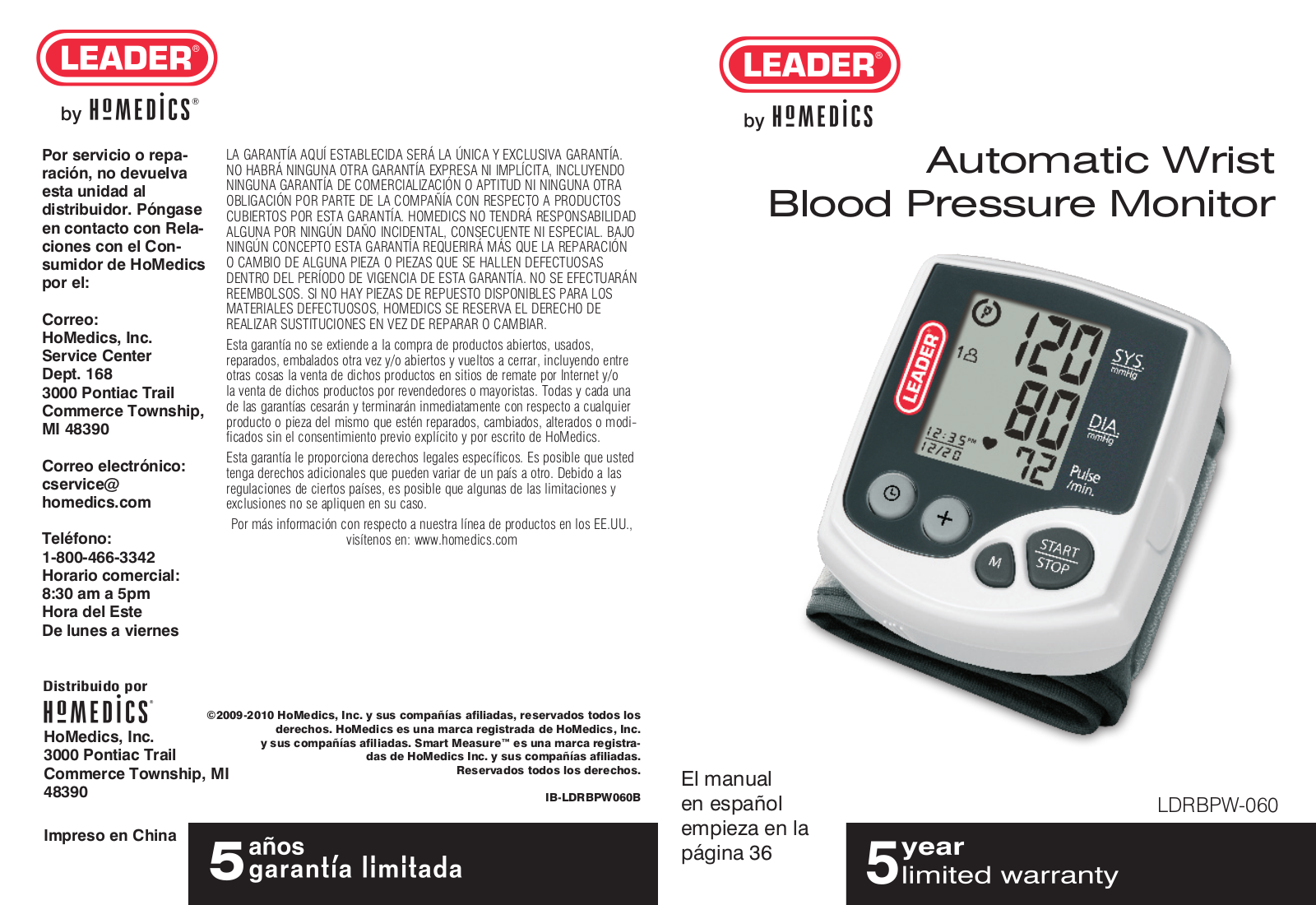 Homedics LDRBPW-060 User Manual