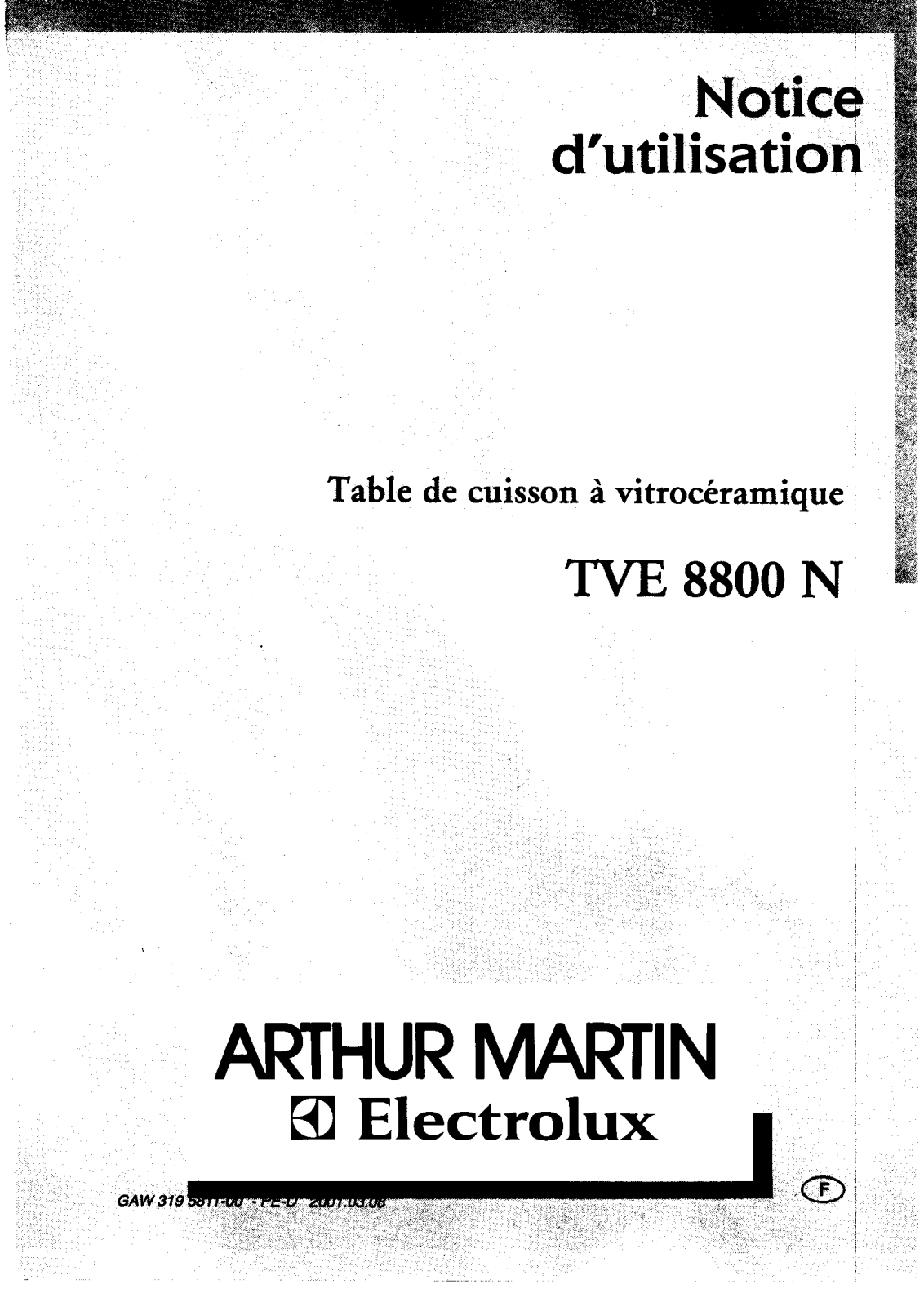 Arthur martin TVE8800N User Manual