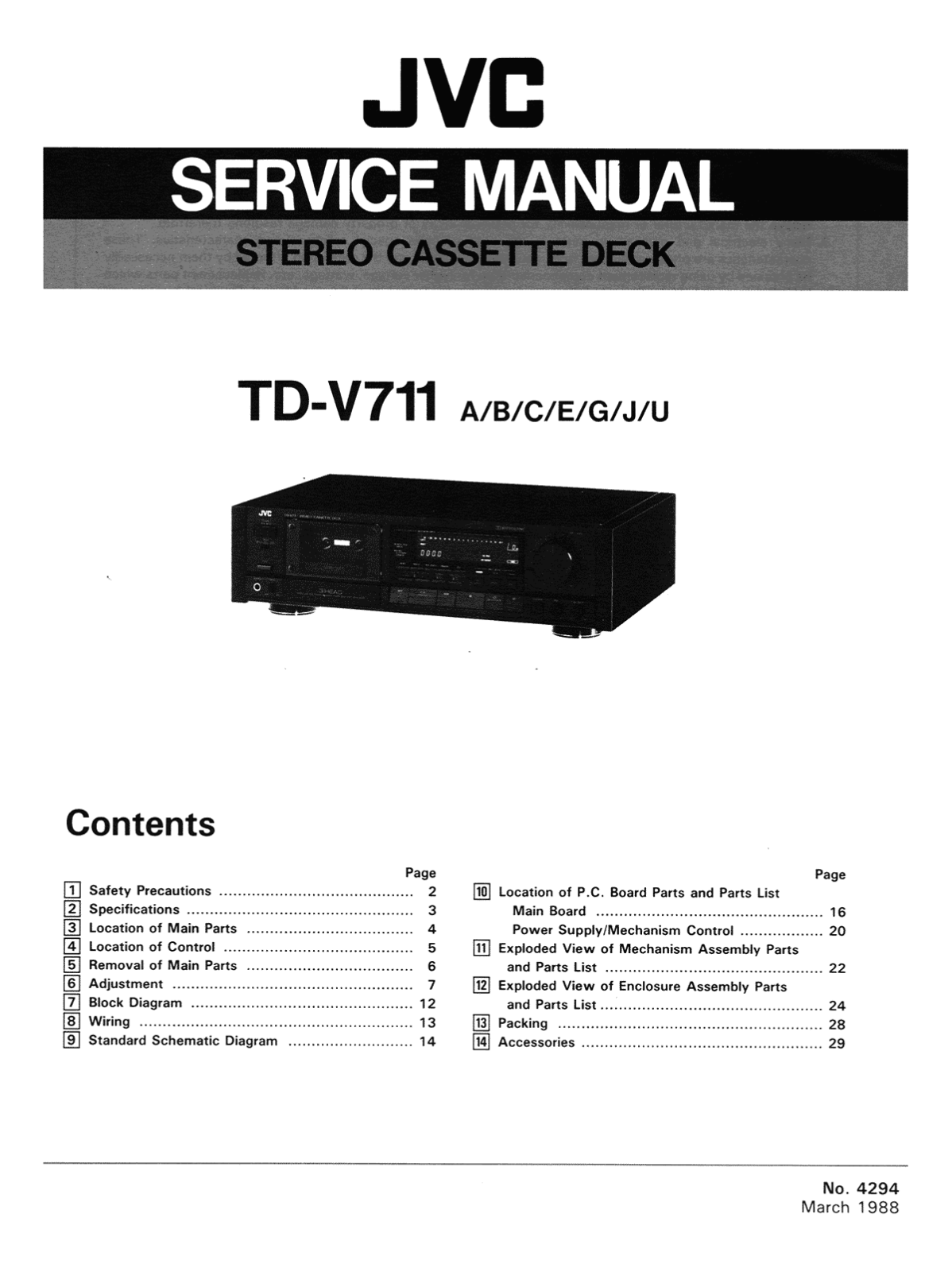 JVC TDV-711 Service manual