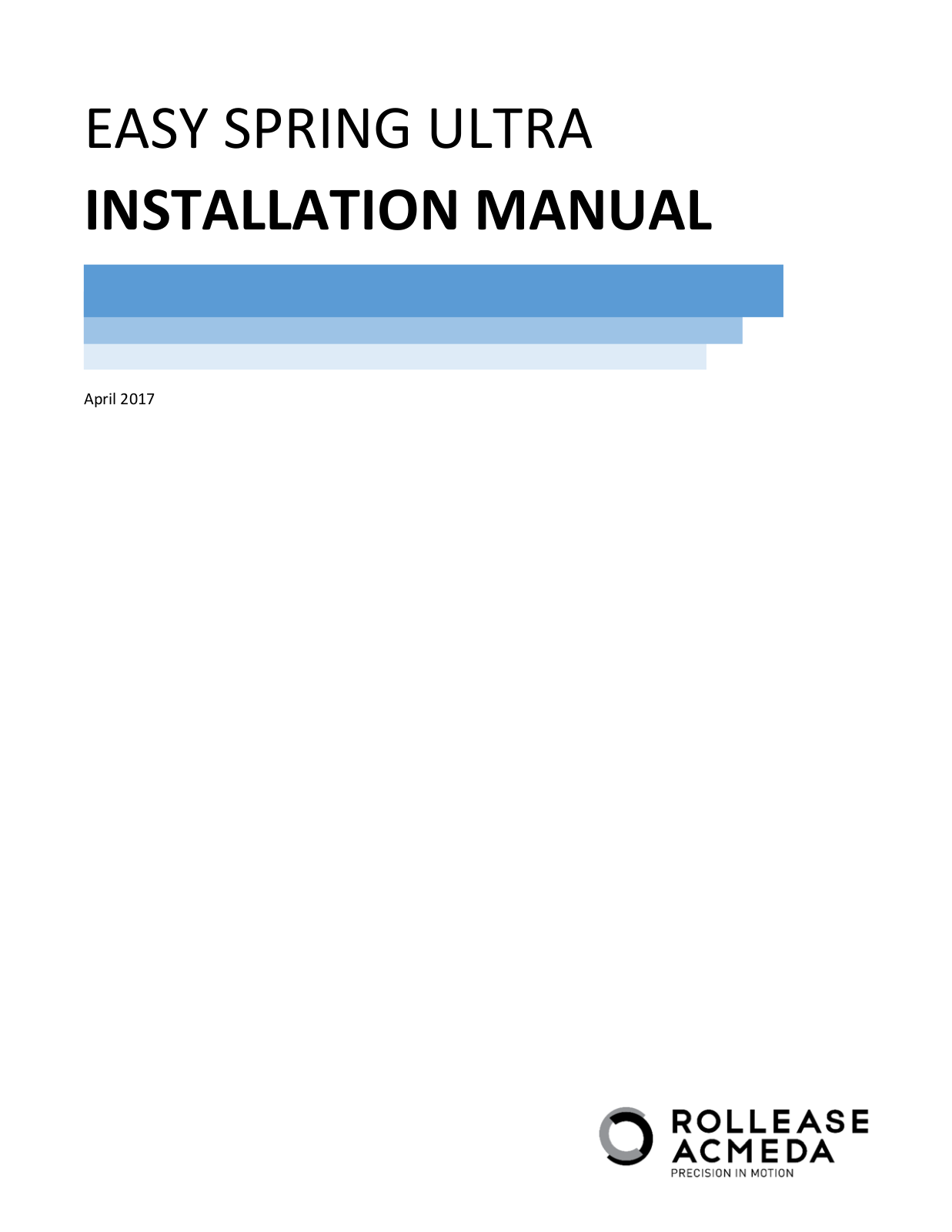 rollease acmeda Easy Spring Ultra Installation Manual