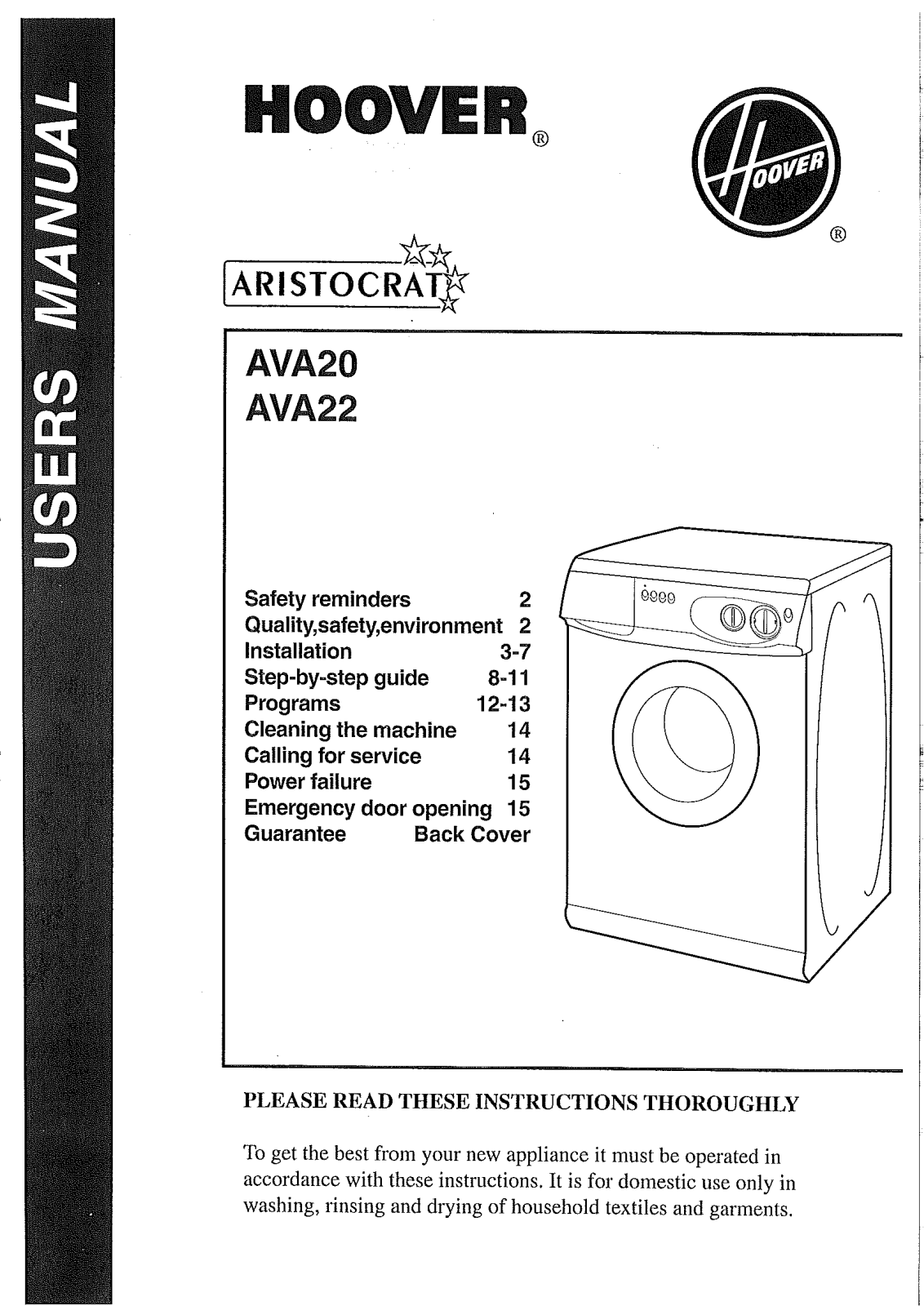 Hoover AVA20, AVA22 User Manual