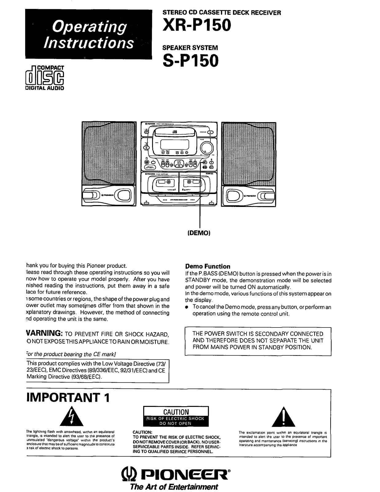 Pioneer XR-P150, S-P150 User Manual