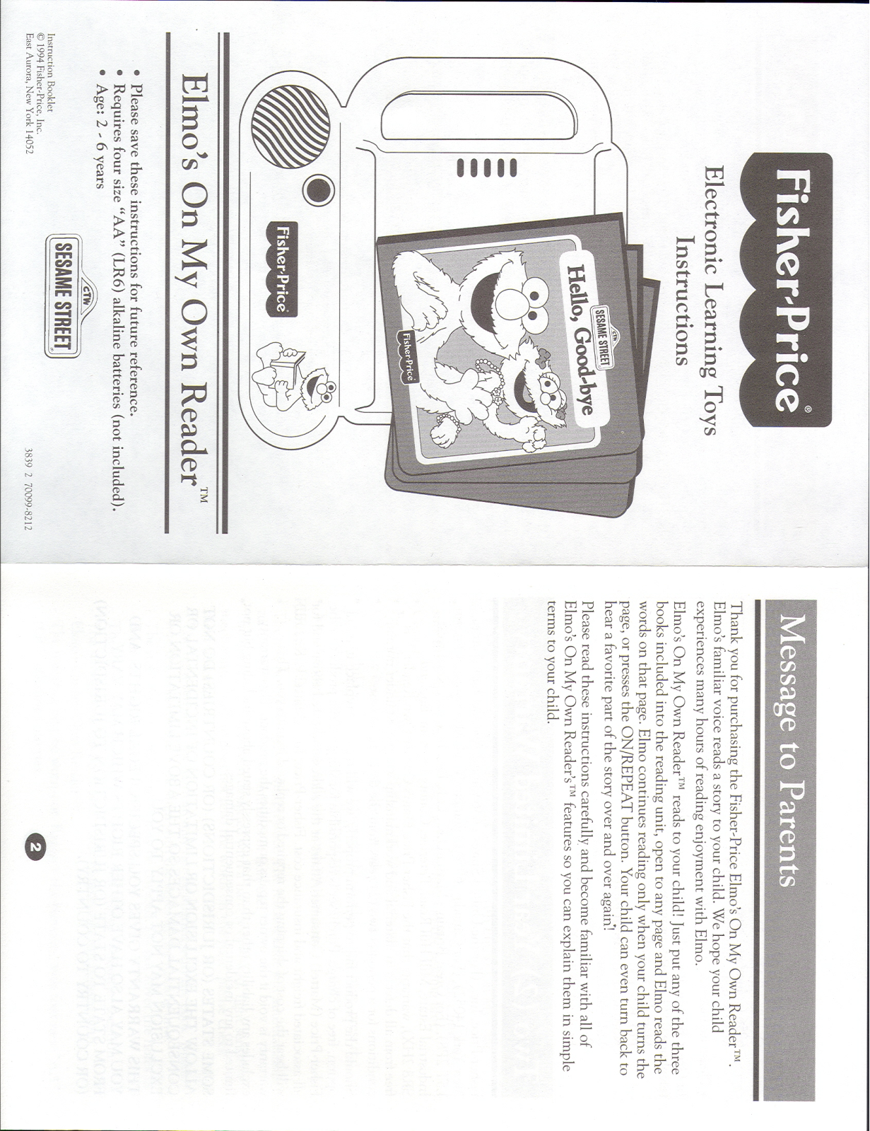 Fisher-Price 73839 Instruction Sheet