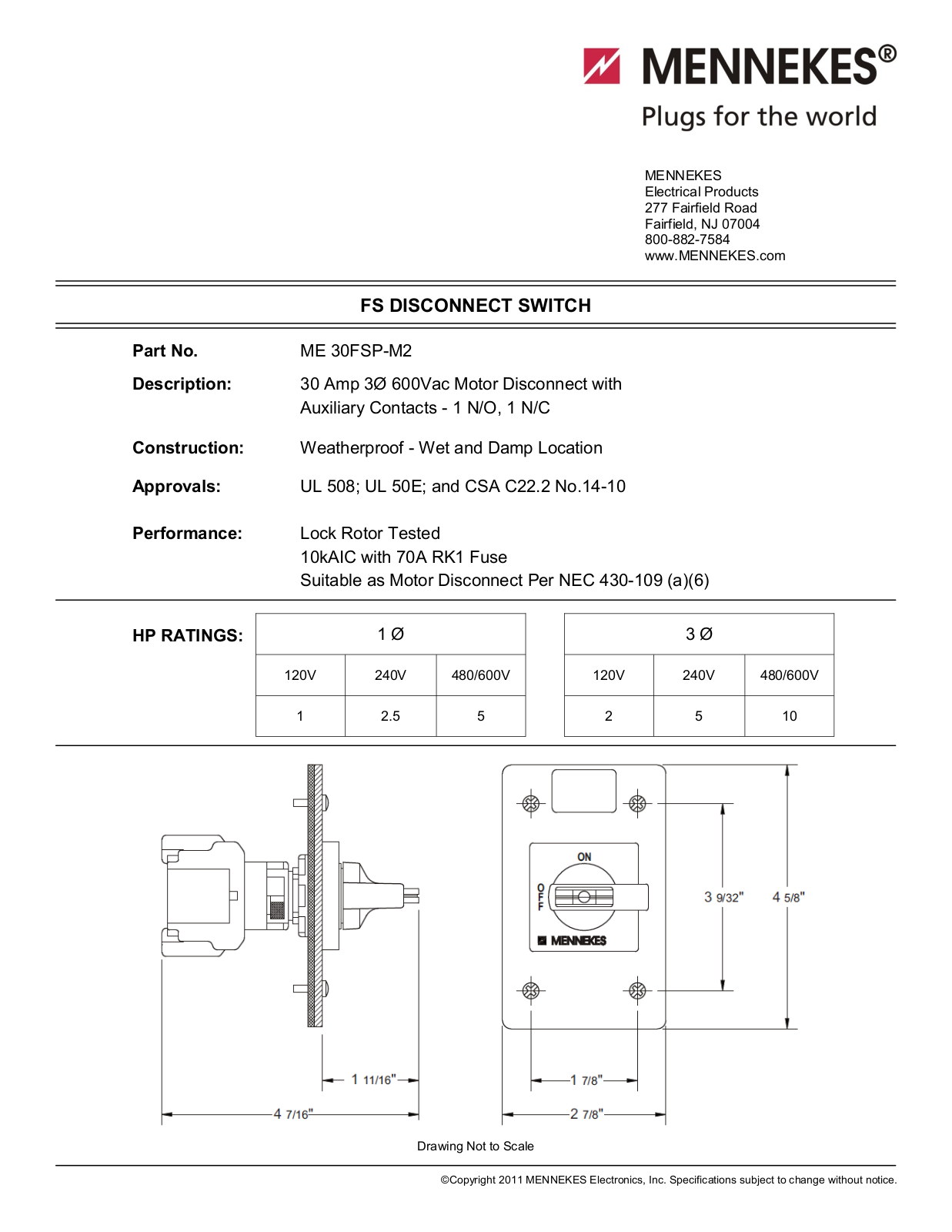 Mennekes Electrical Products ME30FSP-M2 Data sheet