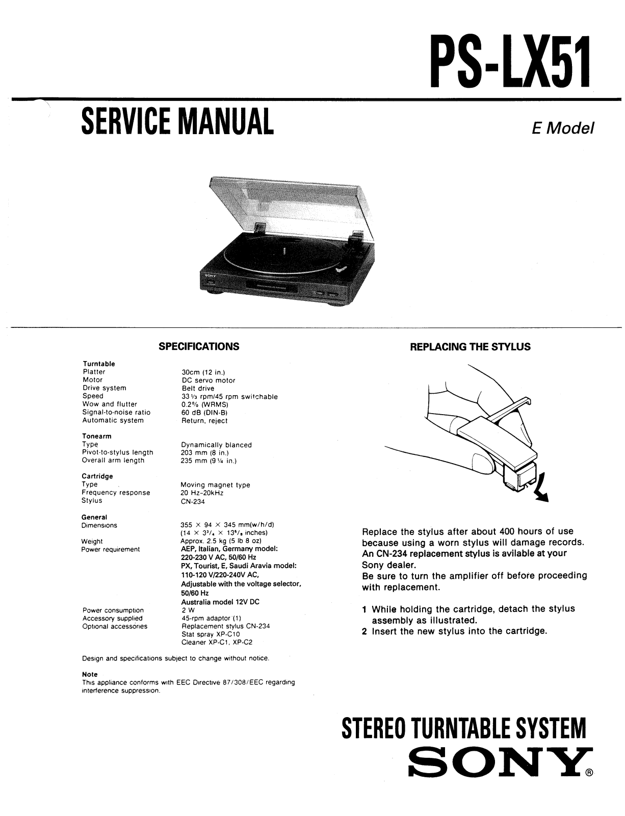 Sony PS-LX51 Service Manual