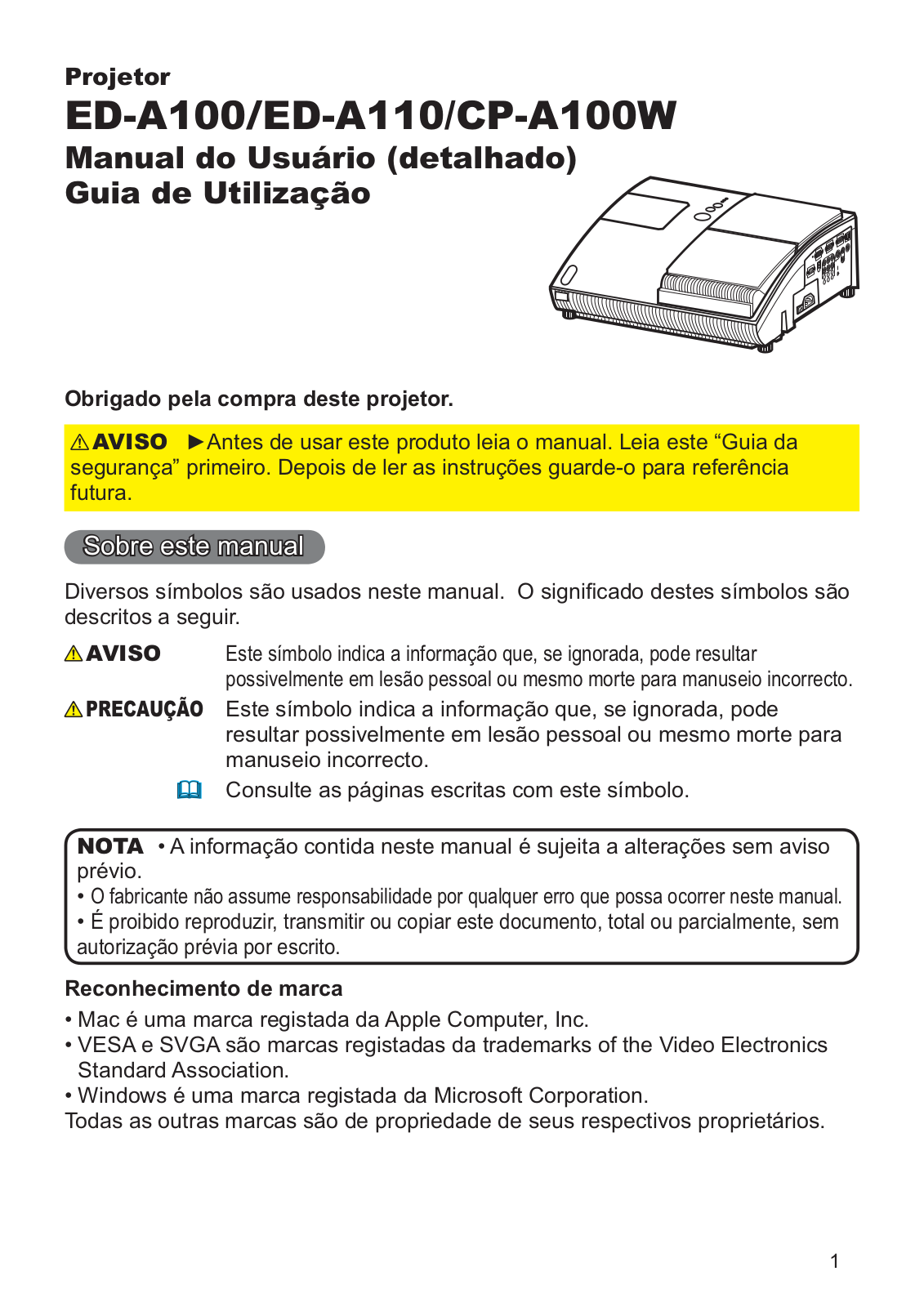 Hitachi ED-A110, CP-A100W, ED-A100 User Manual